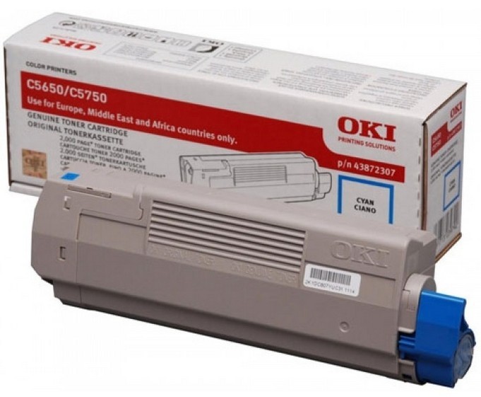 ORIGINALE OKI toner ciano 43872307 C5650/5750 2000 pagine ORIGINALE OKI toner ciano 43872307 C5650/5750 2000 pagine