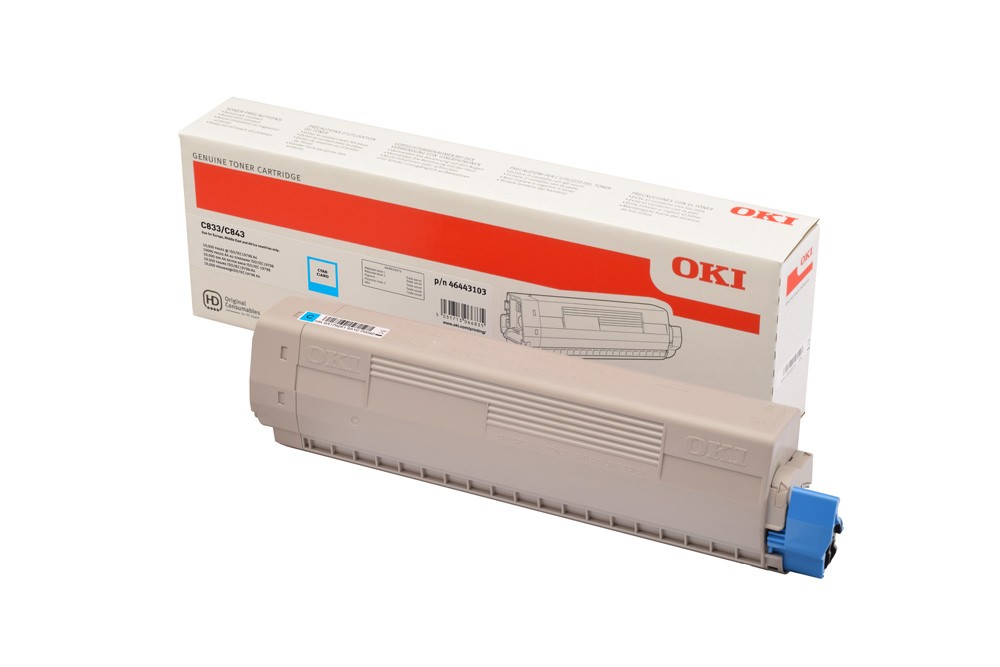 ORIGINALE OKI toner ciano 46443103 C833/C843 10000 pagine ORIGINALE OKI toner ciano 46443103 C833/C843 10000 pagine