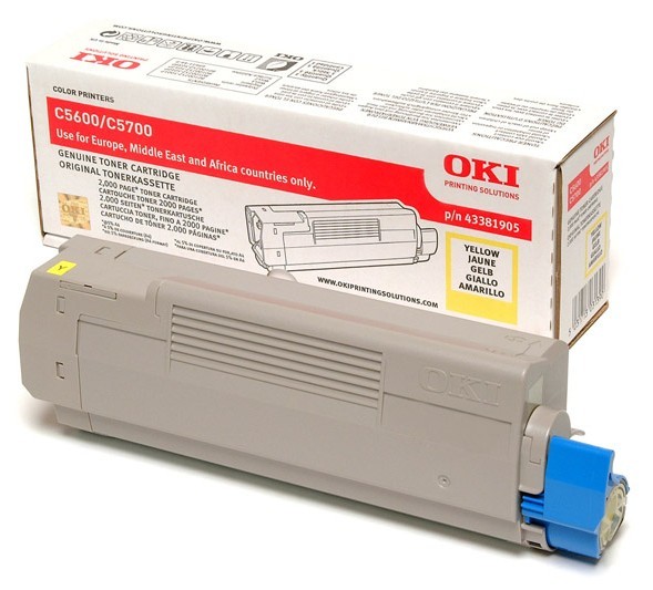 ORIGINALE OKI toner giallo 43381905 C5600 2000 pagine