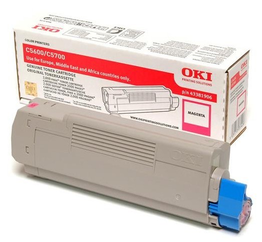 ORIGINALE OKI toner magenta 43381906 C5600 2000 pagine
