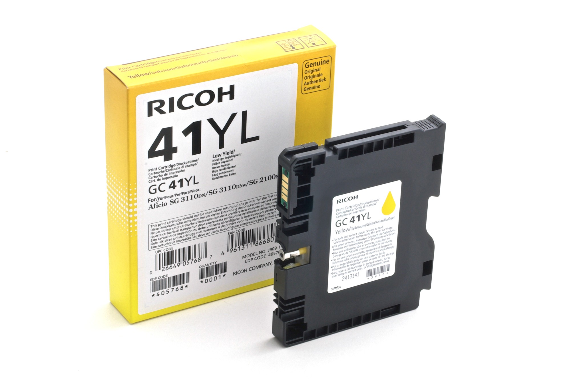 ORIGINALE Ricoh cartuccia gelo giallo GC41YL 405768 600 pagine