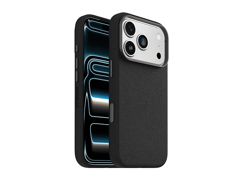 OTTERBOX Symmetry Series Cactus Leather MagSafe Cover per iPhone 17 Pro,antiurto e resistente alle cadute,sottile, testata 3x norme MIL-STD 810G, Nero