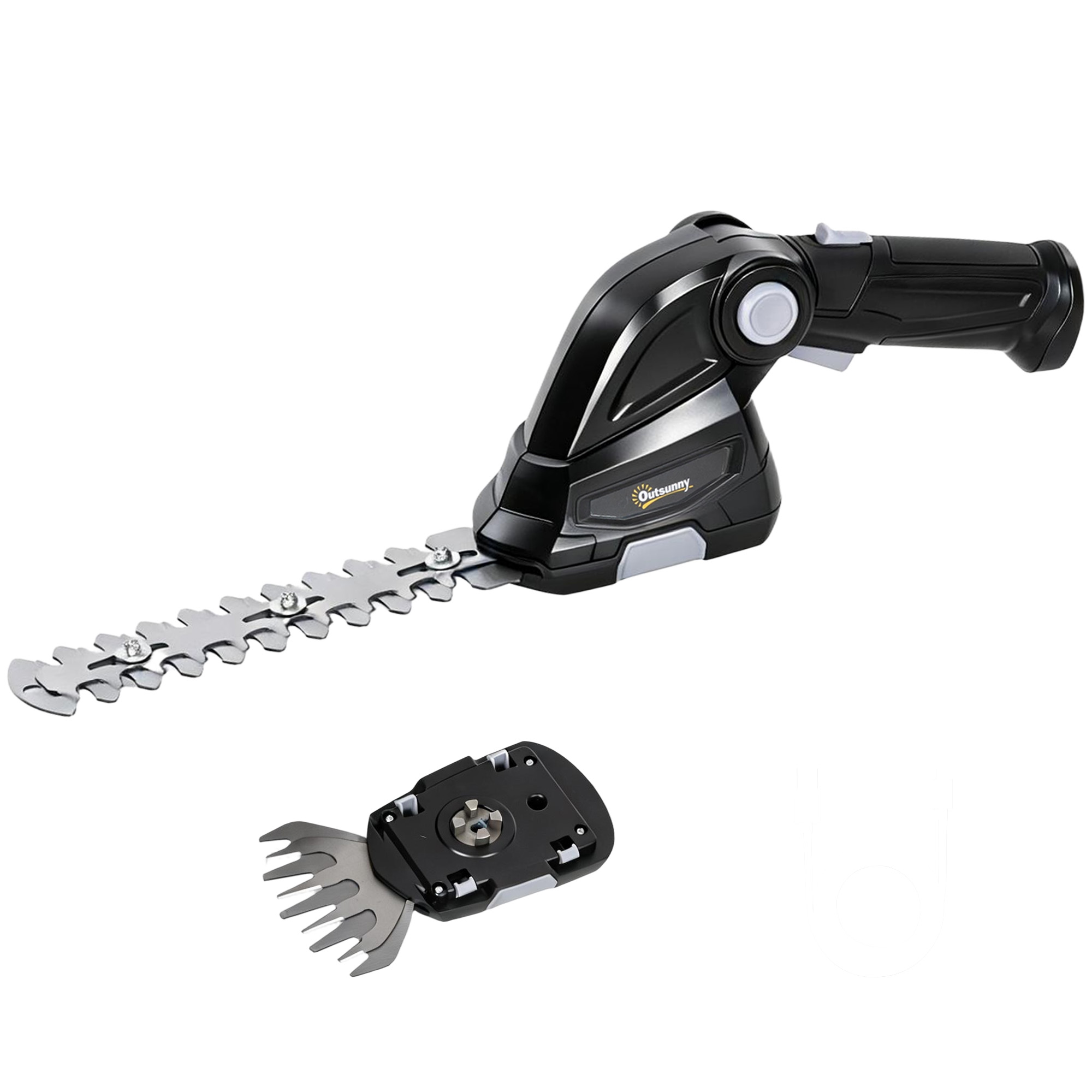 Outsunny 2-in-1 Tagliasiepi e cesoia elettrica con batterie ricaricabili e 2 lame intercambiabili, 47x8,5x12 cm, Nero Aosom Italy
