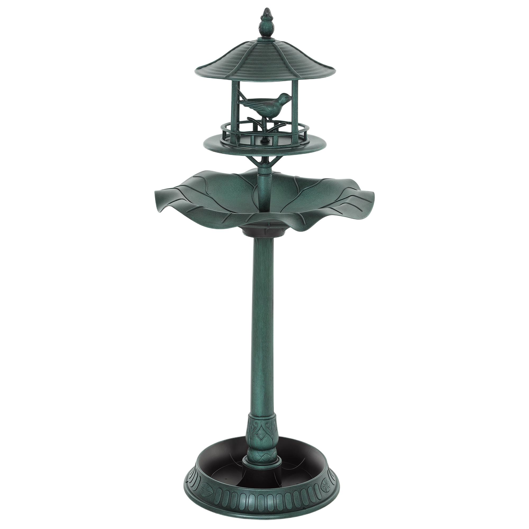Outsunny Abbeveratoio per Uccelli da Giardino, Fontana Decorativa in Polipropilene, Ø50x113 cm, Verde Ottone Aosom Italy