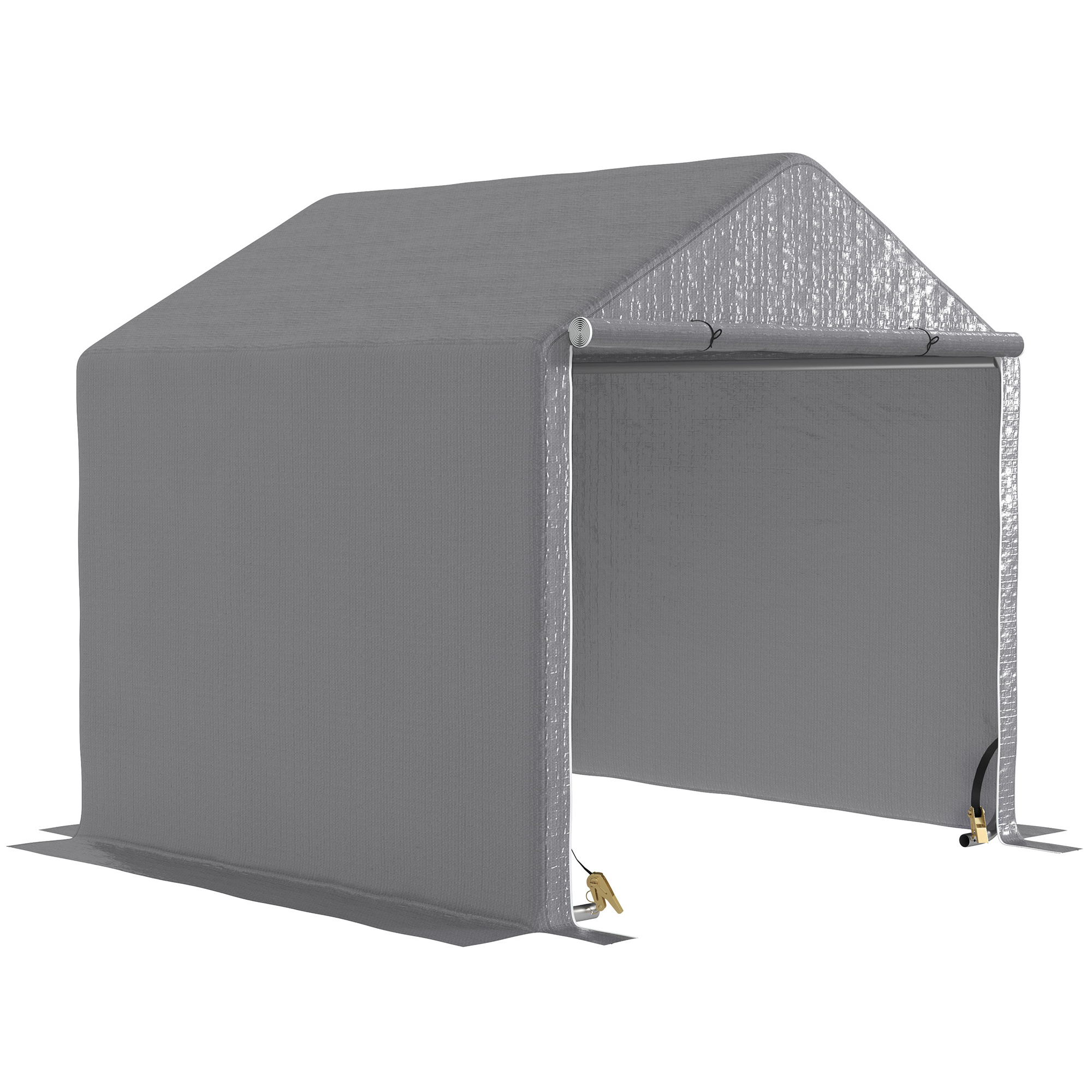 Outsunny Abri de jardin 2 x 2 x 2 m abri vélo extérieur con telaio in acciaio zincato, impermeabile e resistente ai raggi UV - grigio Outsunny Abri de jardin 2 x 2 x 2 m abri vélo extérieur con telaio in acciaio zincato, impermeabile e resistente ai raggi UV - grigio