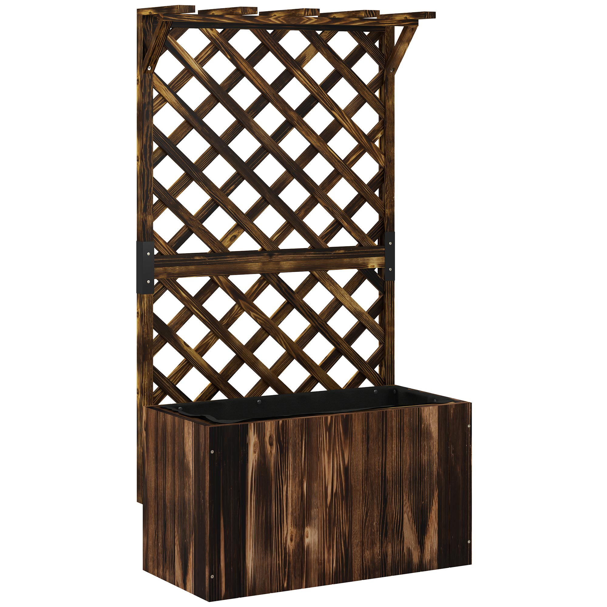 Outsunny Aiuola rialzata con griglia rampicante, in legno, 64 x 33 x 122cm Marrone Aosom Italy