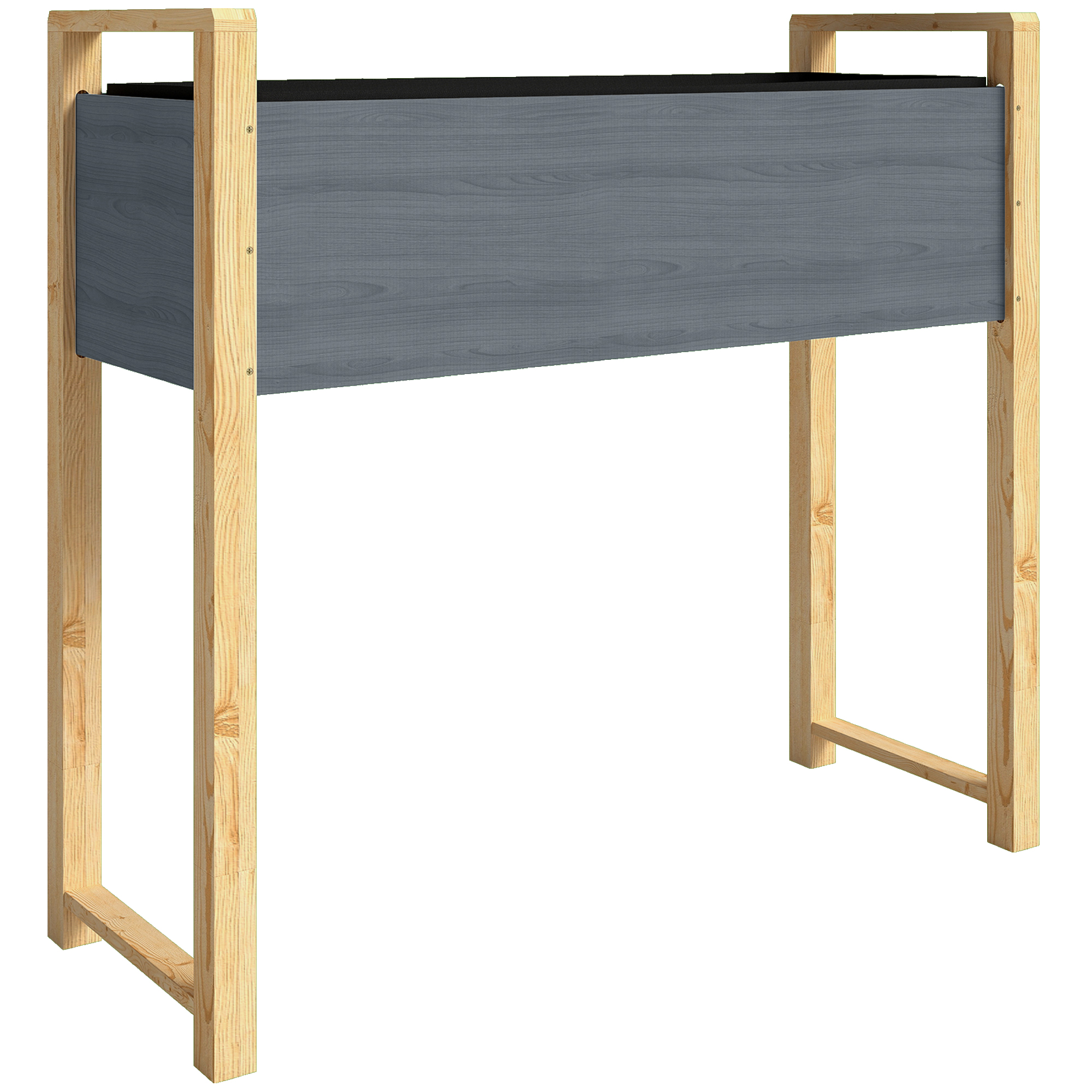 Outsunny Aiuola rialzata in legno massello, letto da piantare, serra primaverile, aiuola da giardino, fioriera per piante rampicanti e fiori 98x37x90 cm Grigio+Legno naturale Aosom Italy