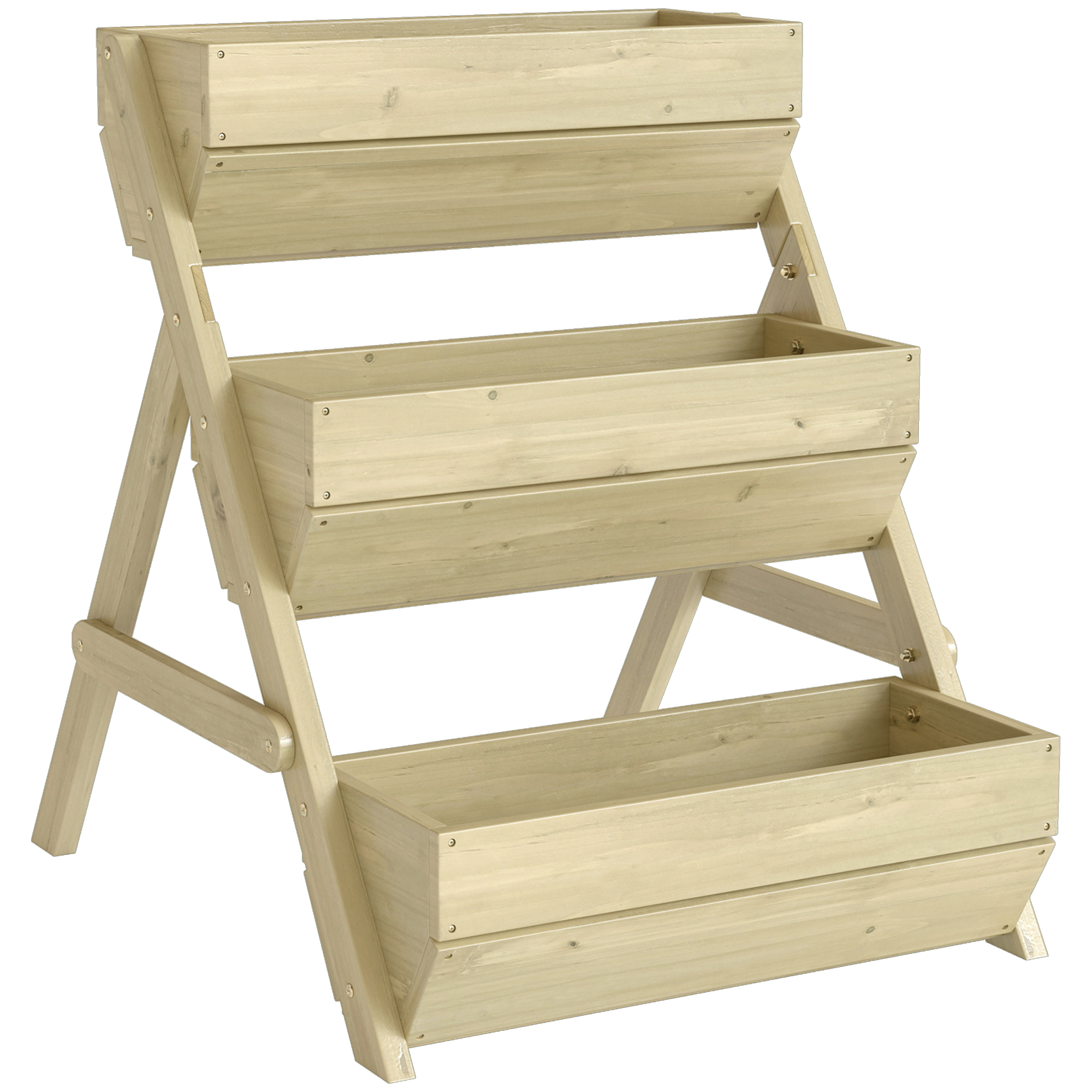 Outsunny Aiuola verticale a 3 livelli in legno con 3 vaschette e fori di drenaggio Verde Aosom Italy Outsunny Aiuola verticale a 3 livelli in legno con 3 vaschette e fori di drenaggio Verde Aosom Italy