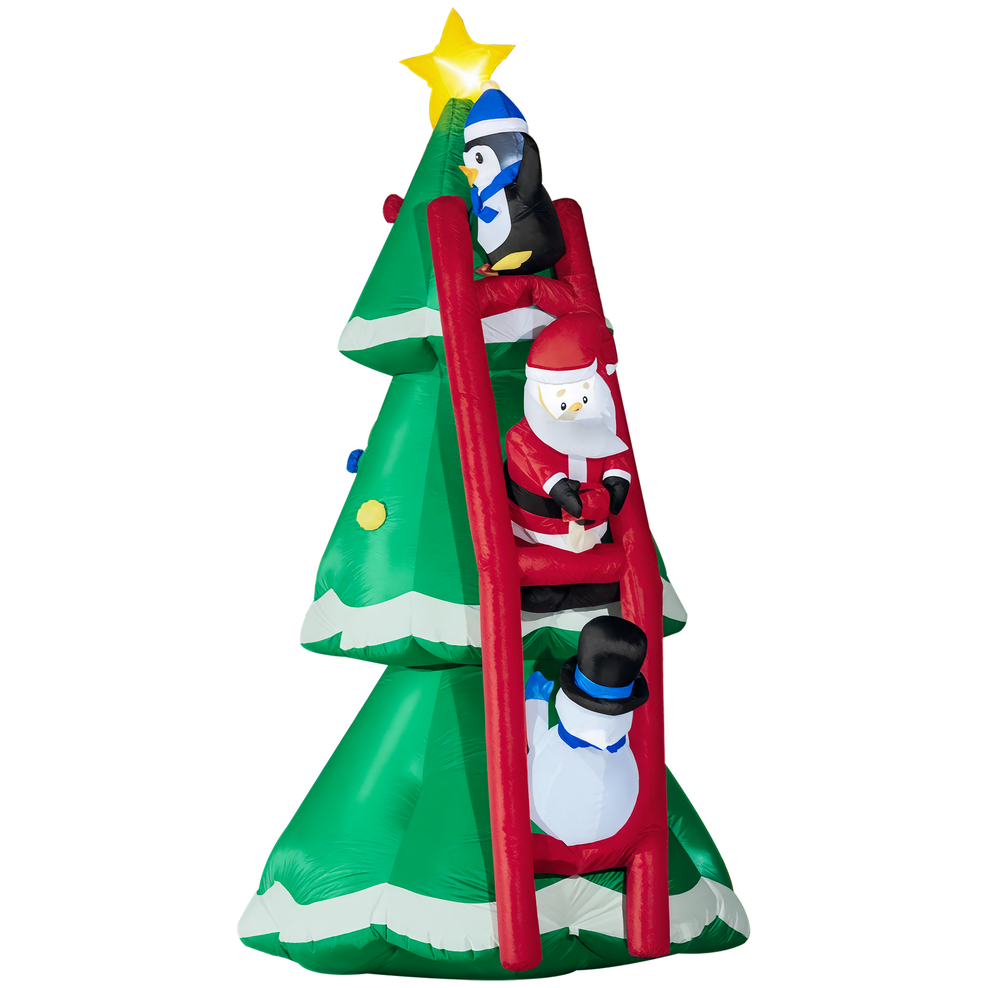 Outsunny Albero di Natale Gonfiabile con Babbo Natale e Luci LED, Gonfiatore Incluso, 162x125x247cm Aosom