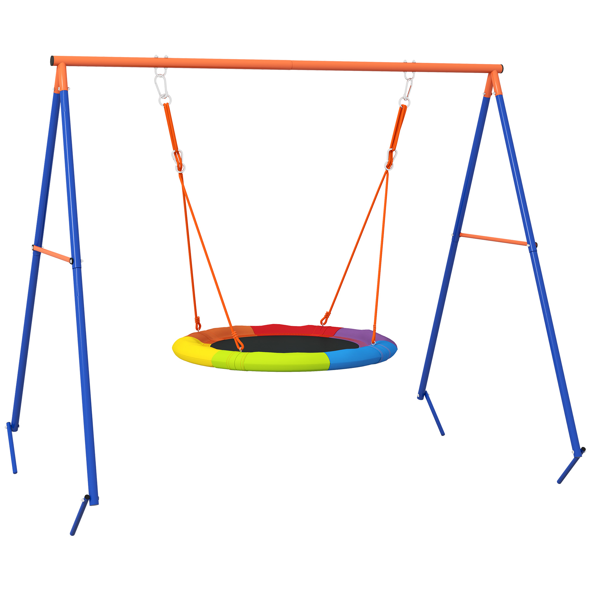 Outsunny Altalena da Giardino a Nido per 1-2 Bambini in Metallo Rinforzato, 196x172x180cm, Multicolore