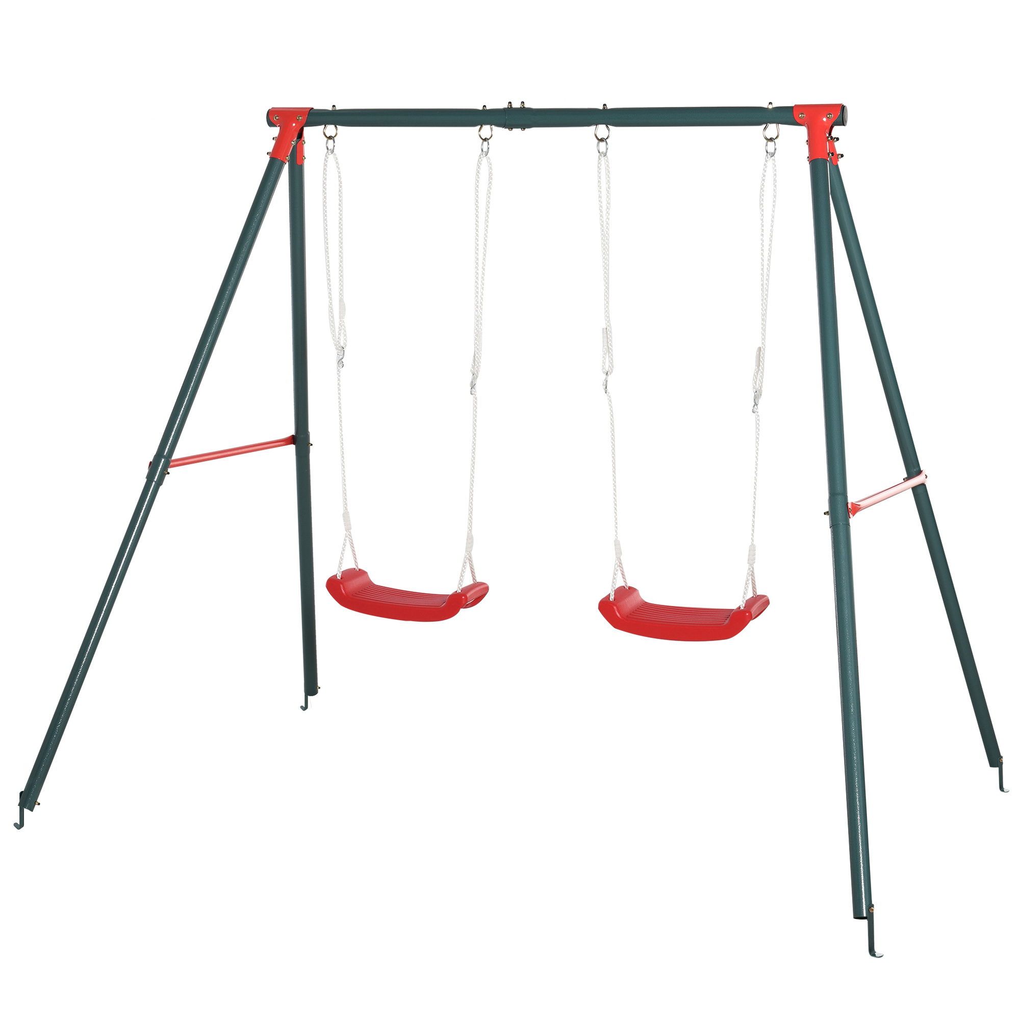Outsunny Altalena Doppia da Giardino per Bambini in Metallo, 239x156x180 cm, Verde Aosom Italy