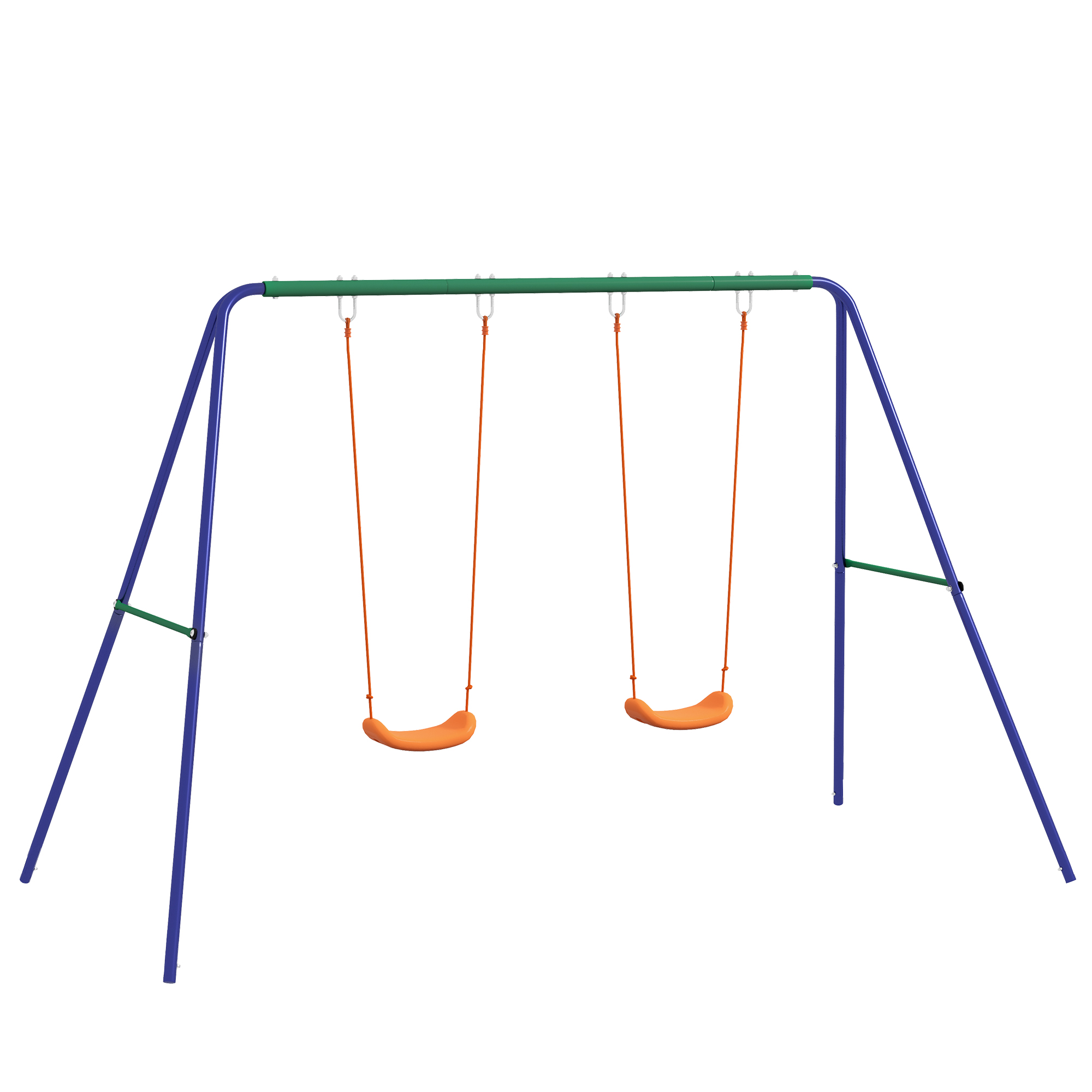 Outsunny Altalena per Bambini 3-8 Anni con 2 Seggiolini e 4 Picchetti, in Metallo e PP, 269x160x180 cm Aosom Outsunny Altalena per Bambini 3-8 Anni con 2 Seggiolini e 4 Picchetti, in Metallo e PP, 269x160x180 cm Aosom