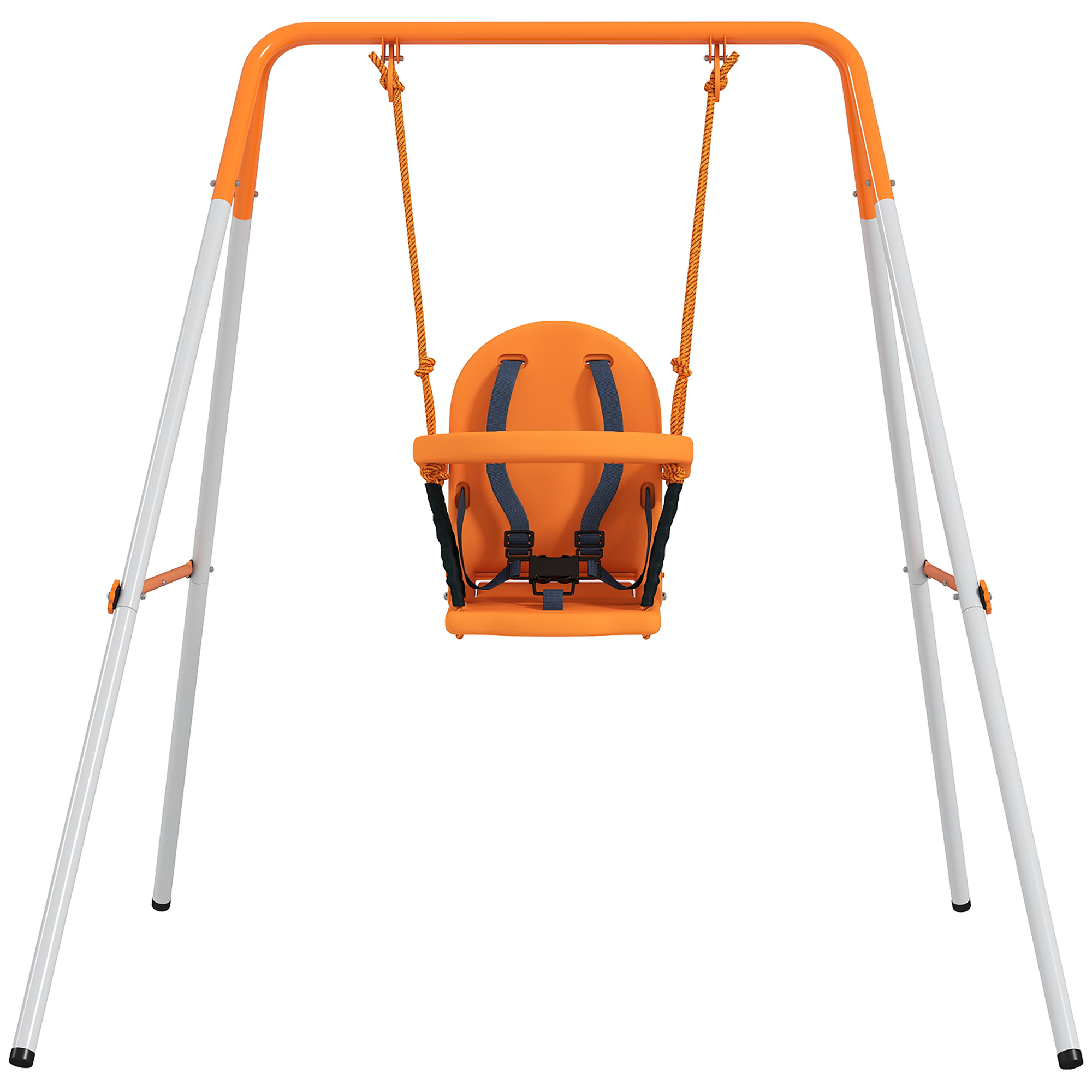 Outsunny Altalena per Bambini Altalena Giardino Esterna in Acciaio con Schienale Cintura di Sicurezza Portata 25 kg Arancione Aosom Italy