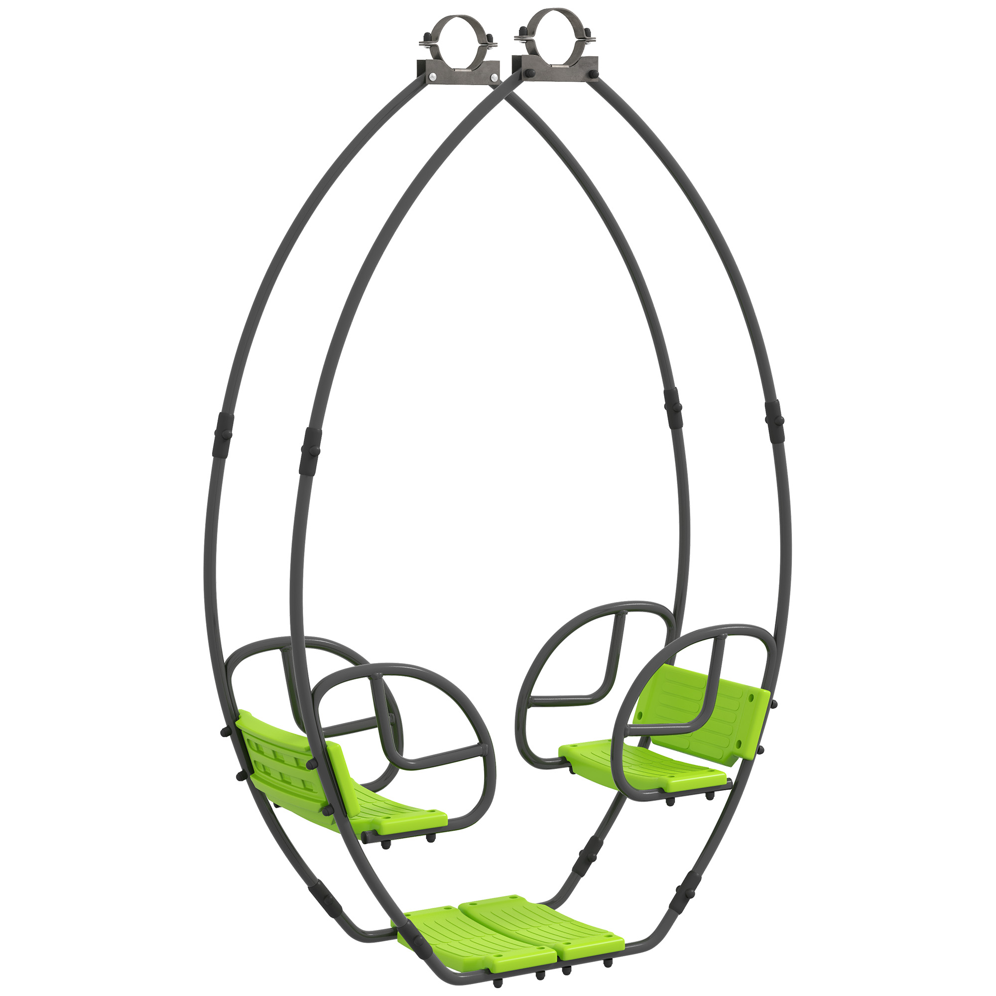 Outsunny Altalena per bambini struttura in metallo con maniglia per 2 bambini da 3 a 6 anni 110,5 x 40,5 x 180 cm verde Aosom Italy