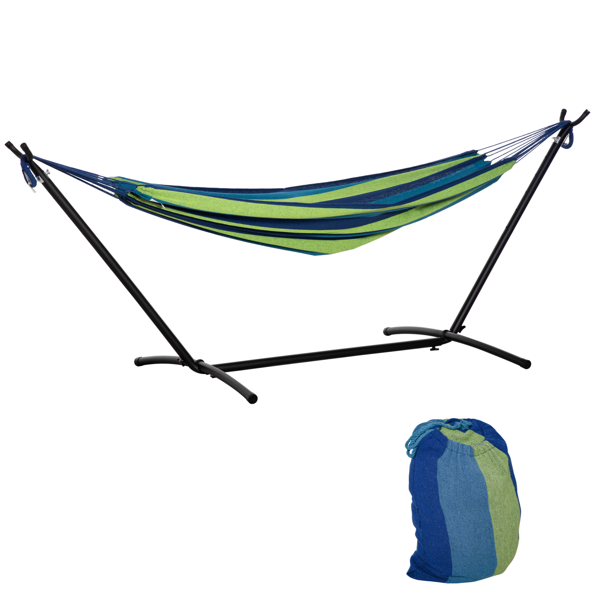 Outsunny Amaca Autoportante con Supporto, Altezza Regolabile e Borsa di Trasporto, 298x117x105 cm, Verde Aosom Italy