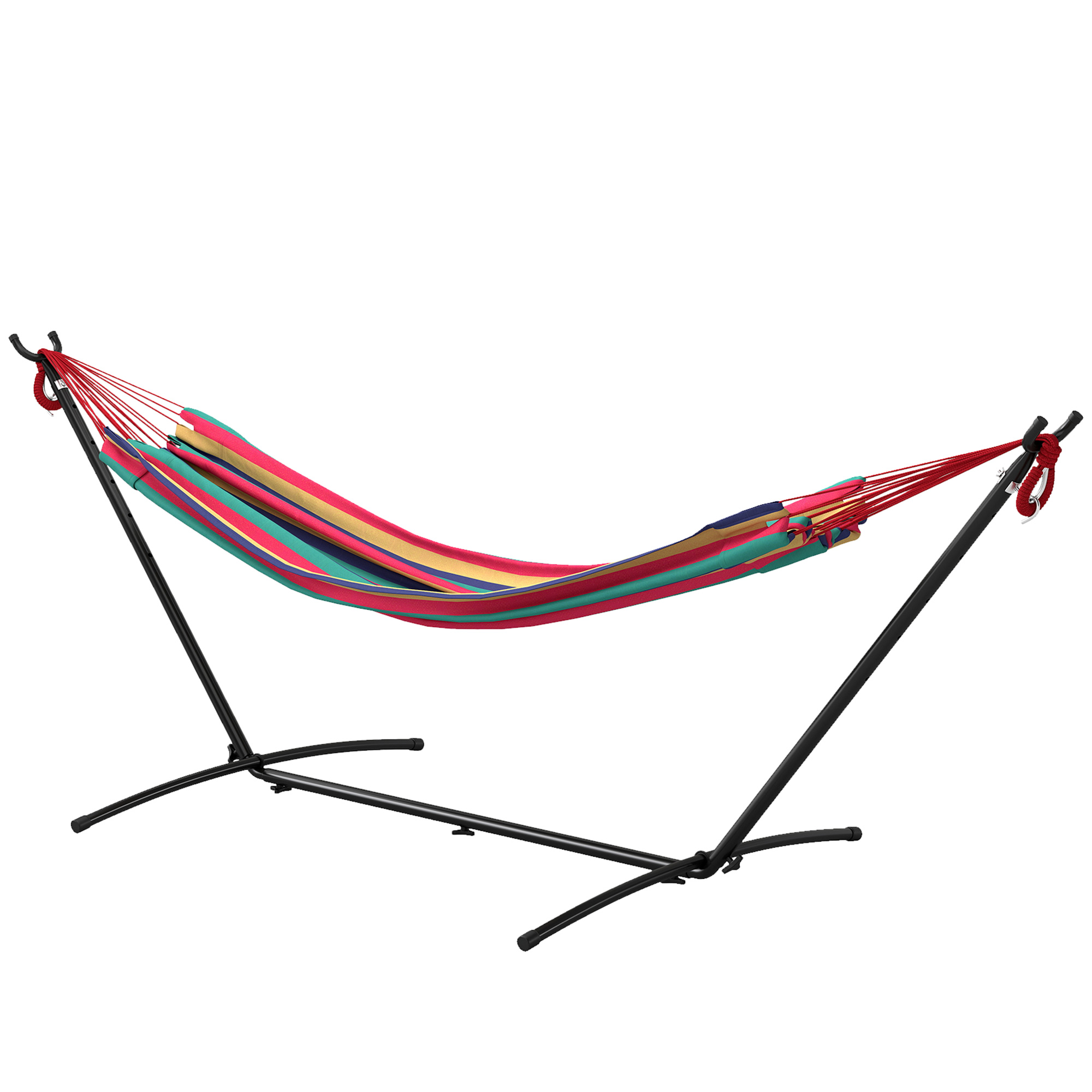 Outsunny Amaca Autoportante con Supporto, Altezza Regolabile e Borsa di Trasporto, 310x117x105 cm, Rosso Aosom Italy