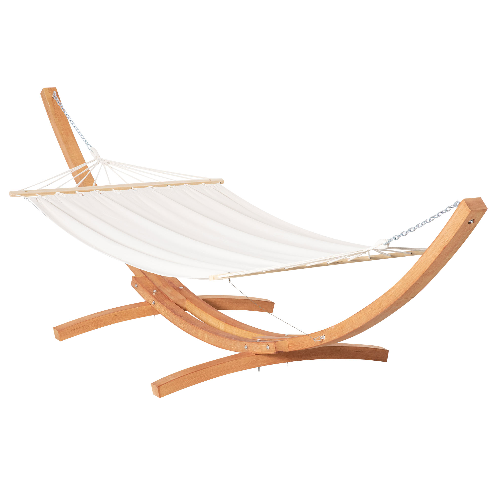 Outsunny Amaca con Supporto in Legno e Cotone, Amaca da Giardino per altri Spazi Esterni, 392x120x102cm, Bianca Aosom
