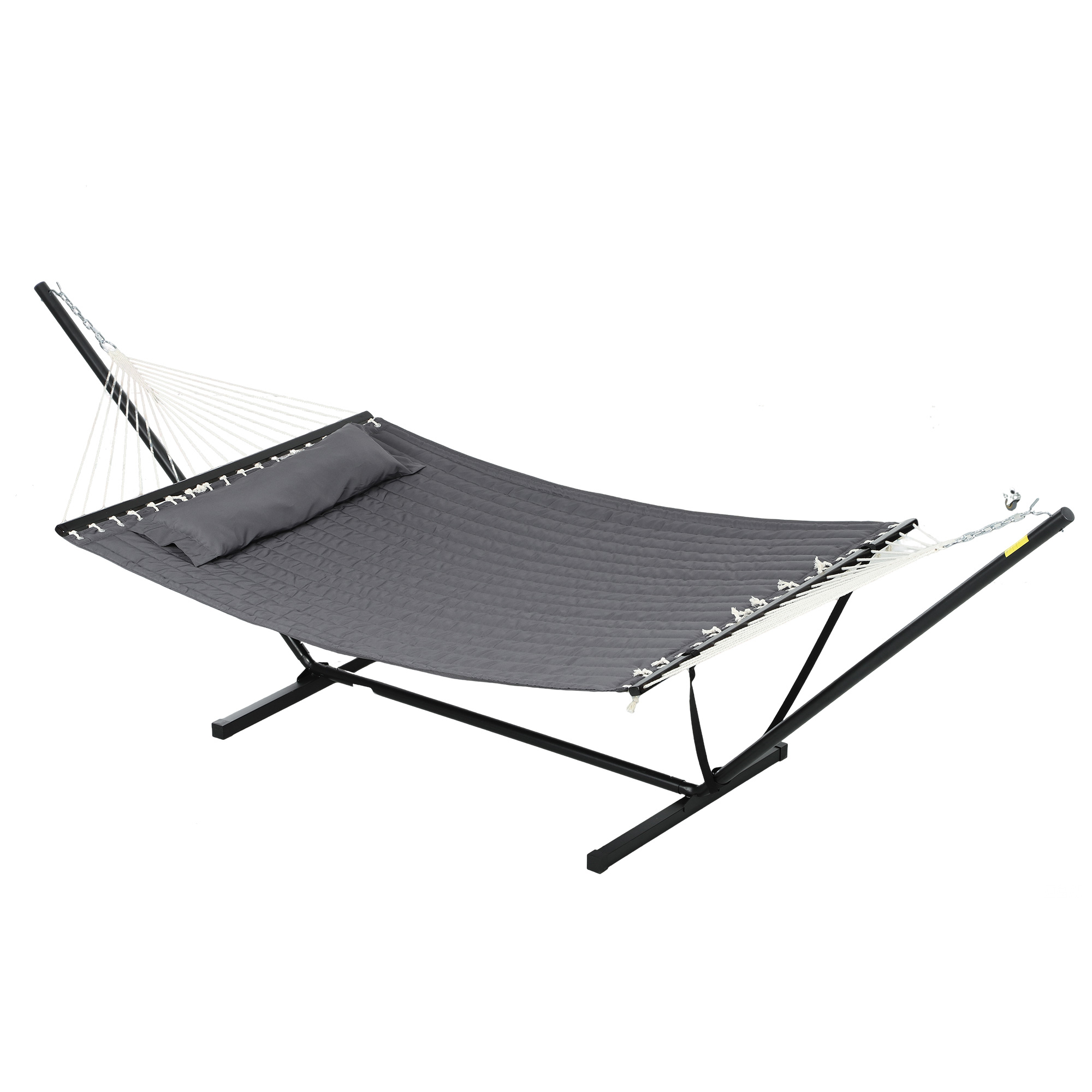Outsunny Amaca da Giardino Portatile con Cuscino Integrato, in Cotone, Poliestere e Acciaio, 368x93x110 cm, Grigio Scuro