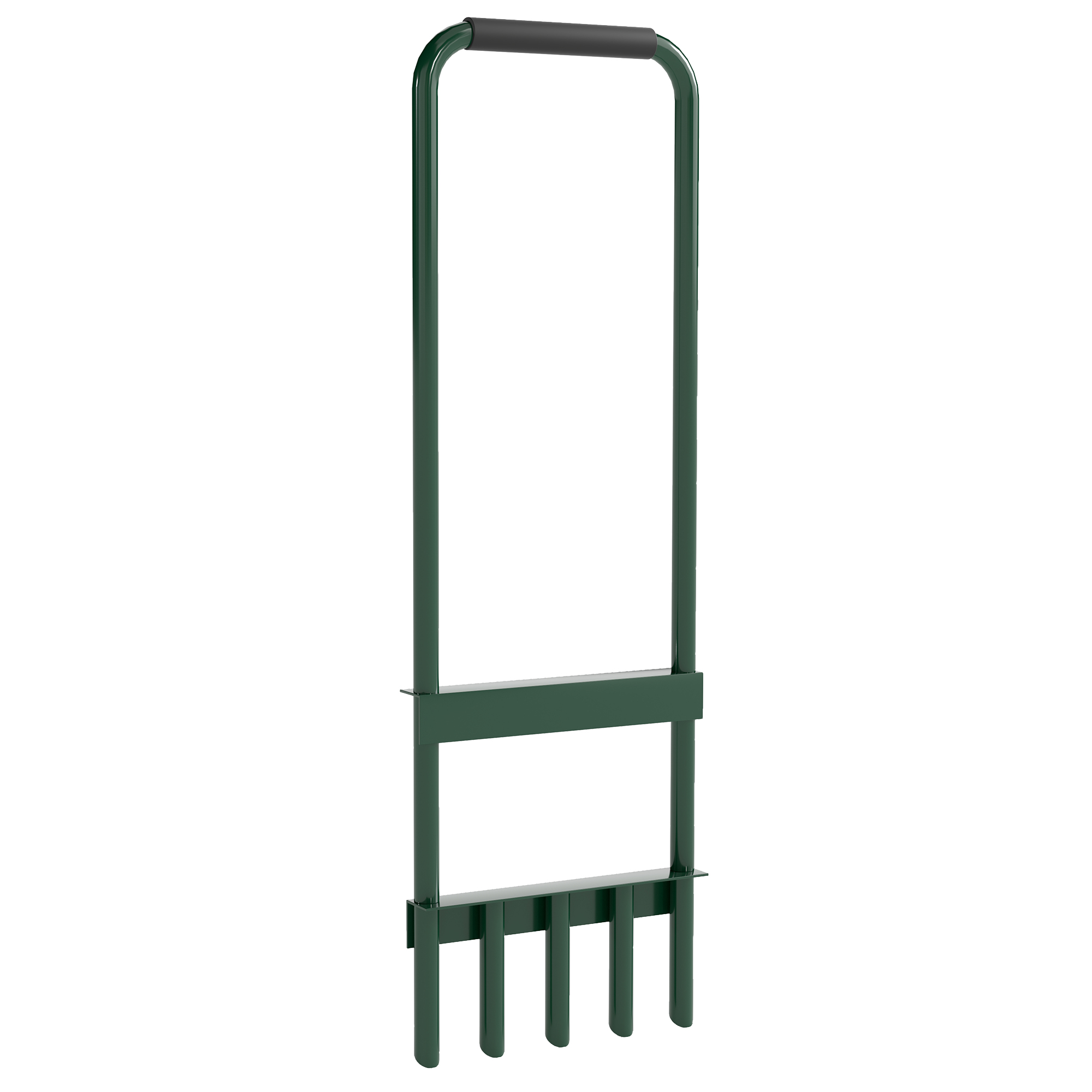 Outsunny Arieggiatore Manuale per Prato con 5 Punte Cave Manico Antiscivolo Strumento per Arieggiare il Prato Verde Scuro Aosom Italy