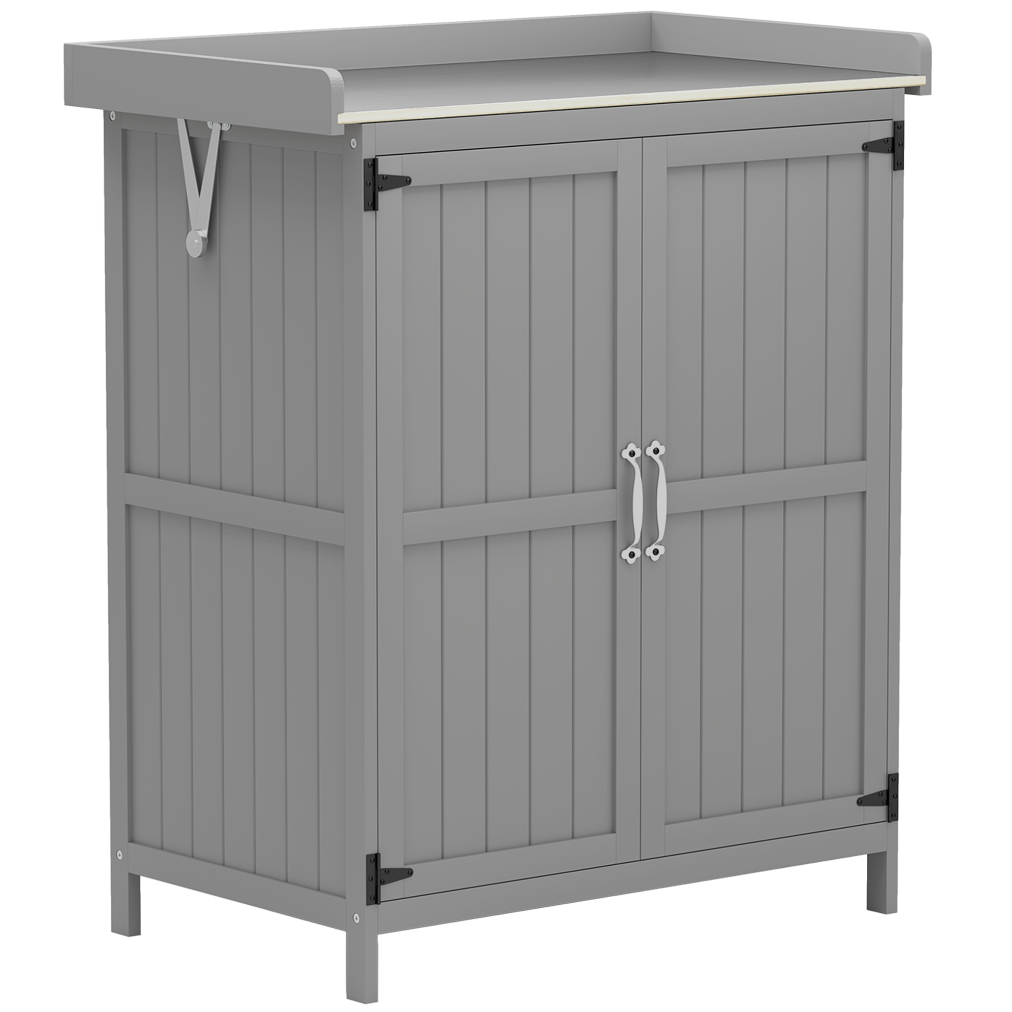 Outsunny Armadietto da Esterno, Capanno Porta Attrezzi con Mensola, in Legno con 2 Ante per Giardino, Patio, Grigio Aosom Italy Outsunny Armadietto da Esterno, Capanno Porta Attrezzi con Mensola, in Legno con 2 Ante per Giardino, Patio, Grigio Aosom Italy