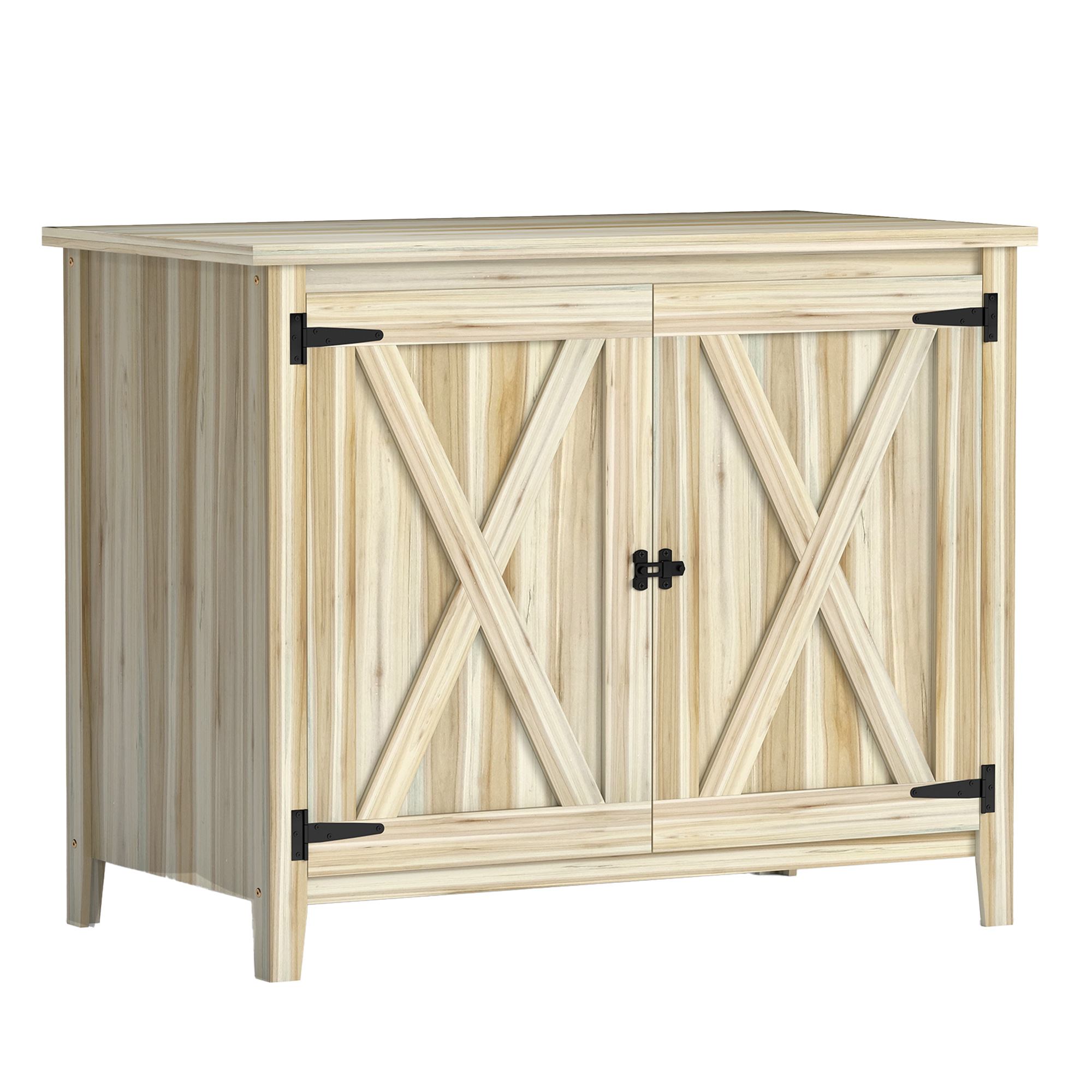 Outsunny Armadio da giardino in legno, armadio da esterno in legno con ripiani e doppie porte, 110 x 60 x 88,5 cm, legno naturale Aosom Italy