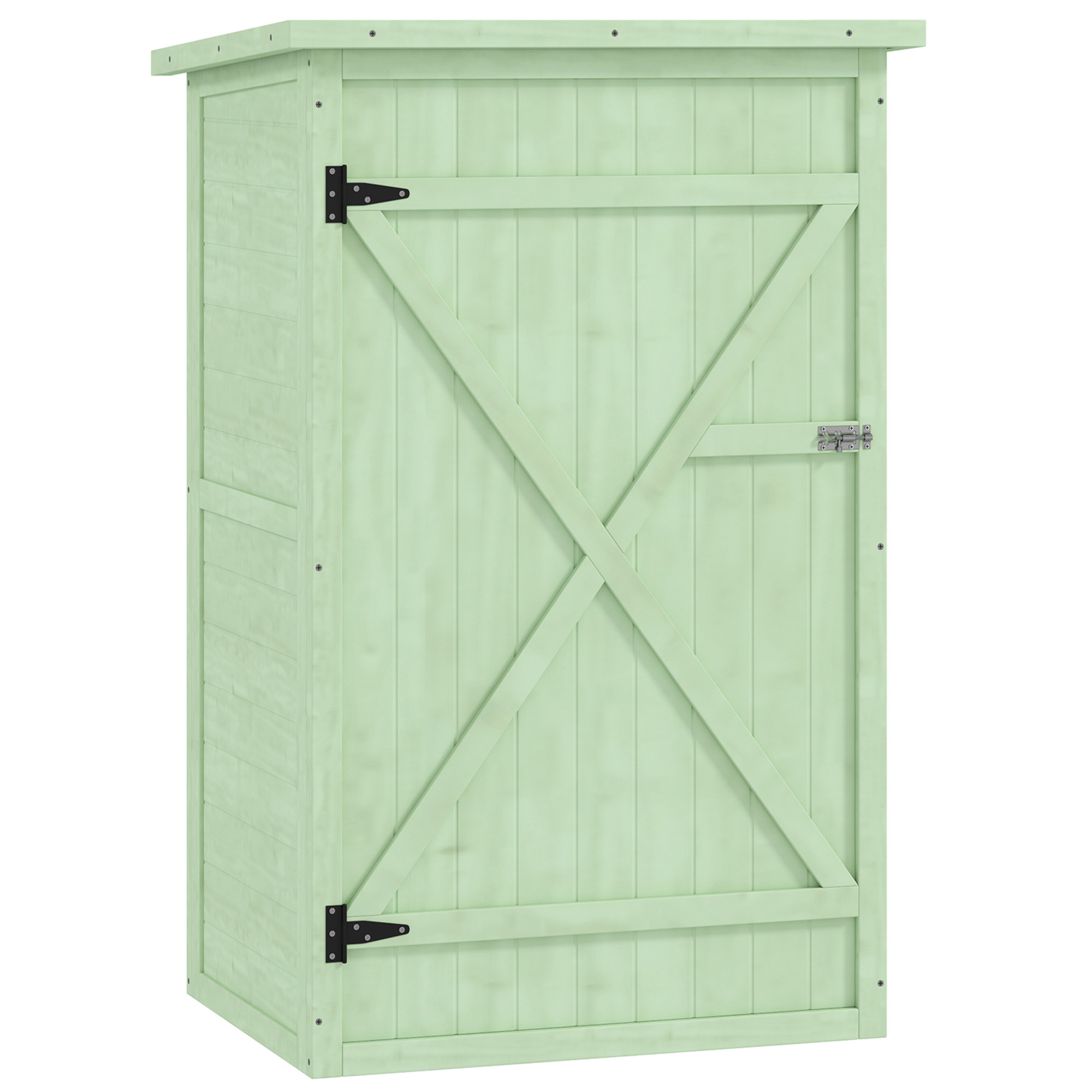 Outsunny Armadio da Giardino in Legno Casetta per Attrezzi con Ripiani Porta Serrabile Base Tetto a Una Falda in Asfalto 75 x 56 x 115 cm Aosom Italy