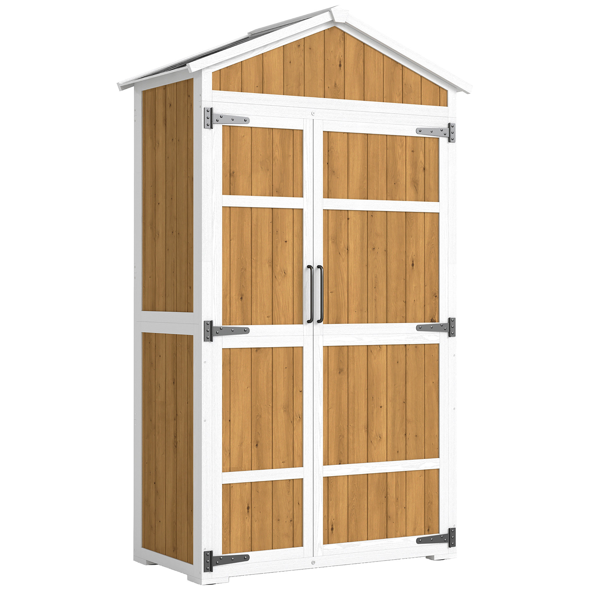Outsunny Armadio giardino impermeabile con doppia porta, 105x55x179 cm, Legno naturale Aosom Italy