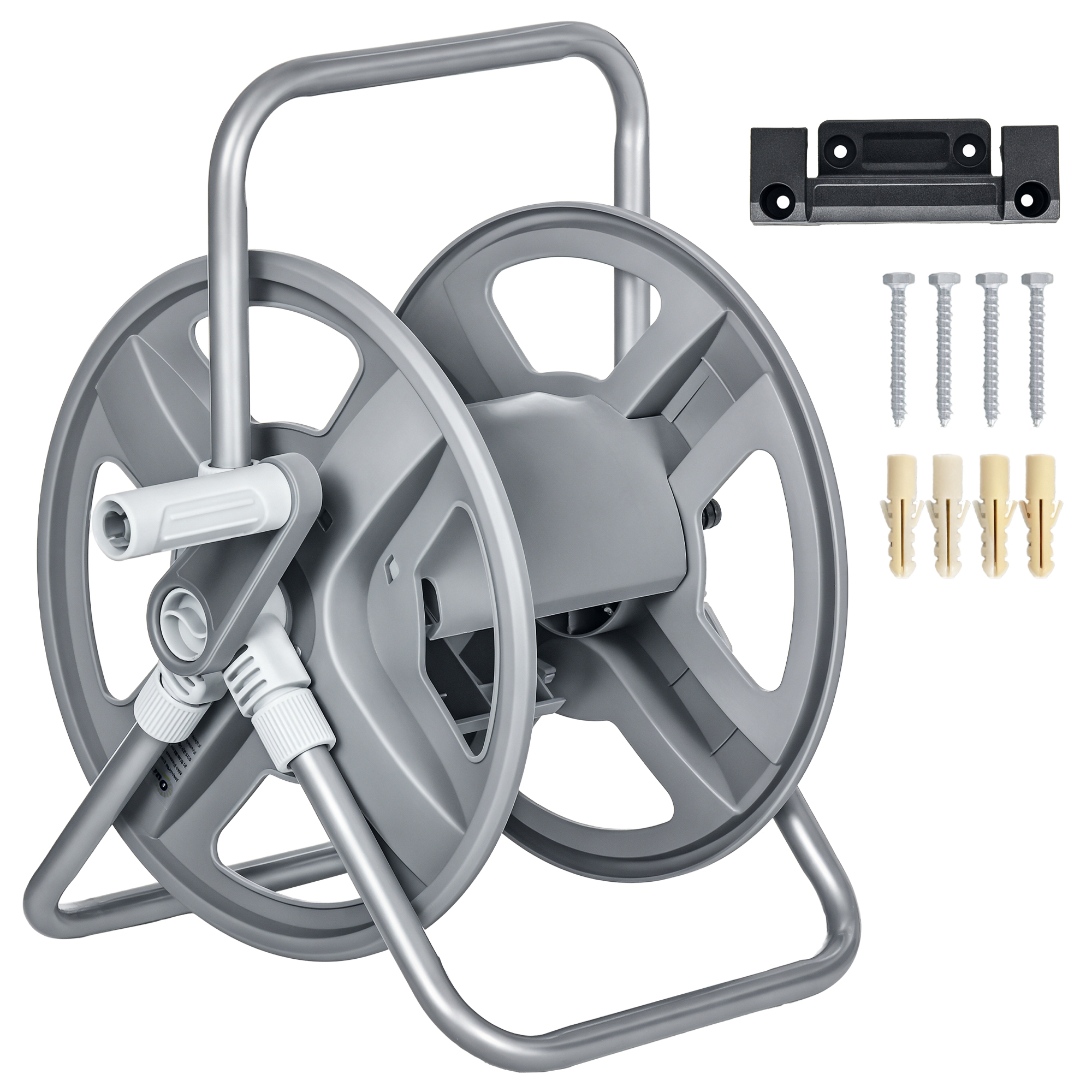 Outsunny Avvolgitubo da Giardino a Parete e Autoportante per 40m di Tubo con Manovella, Grigio Outsunny Avvolgitubo da Giardino a Parete e Autoportante per 40m di Tubo con Manovella, Grigio