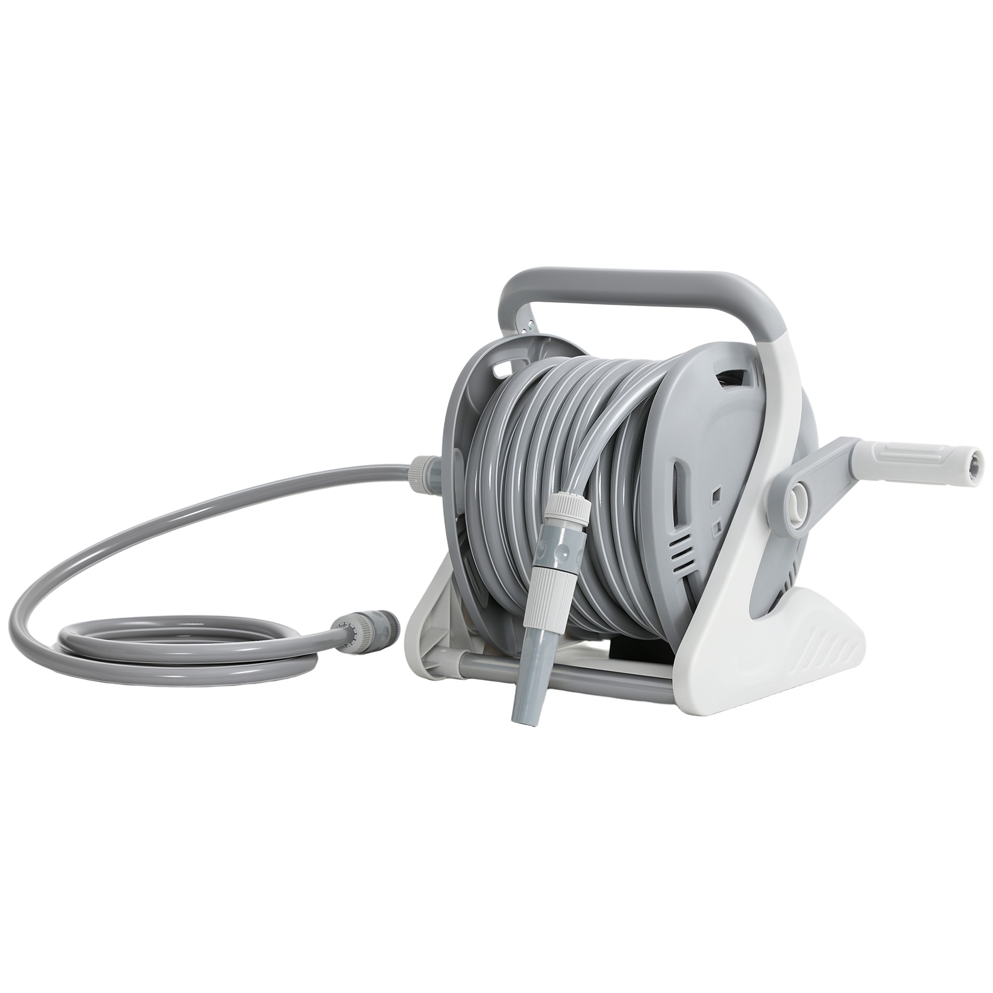 Outsunny Avvolgitubo Irrigazione da Muro 20+2 m x Ø 15 mm, Avvolgitubo Portatile, Ugello a 2 Modalità, Grigio Aosom Italy Outsunny Avvolgitubo Irrigazione da Muro 20+2 m x Ø 15 mm, Avvolgitubo Portatile, Ugello a 2 Modalità, Grigio Aosom Italy