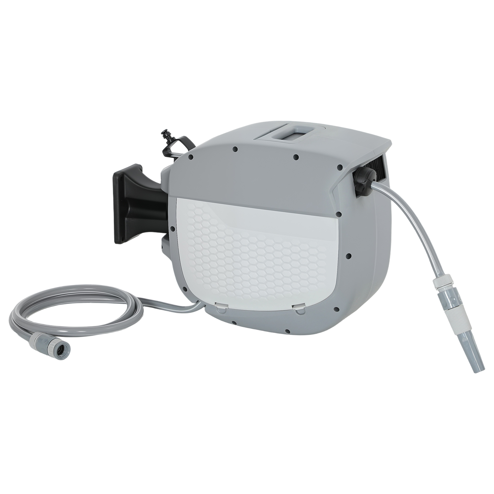 Outsunny Avvolgitubo Retrattile 20+1,9 m con Ugello a 2 Modalità Blocco Automatico e Ritrazione Controllata Supporto Grigio Aosom Italy Outsunny Avvolgitubo Retrattile 20+1,9 m con Ugello a 2 Modalità Blocco Automatico e Ritrazione Controllata Supporto Grigio Aosom Italy