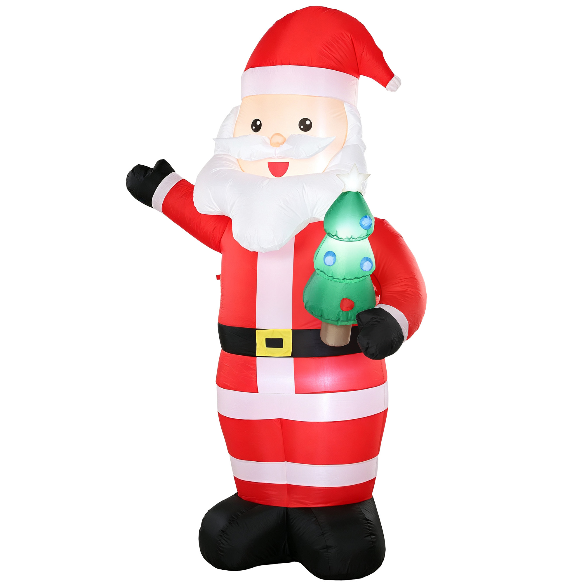 Outsunny Babbo Natale Gonfiabile 243 cm con Albero, Luci LED e Gonfiatore, Rosso Aosom Italy