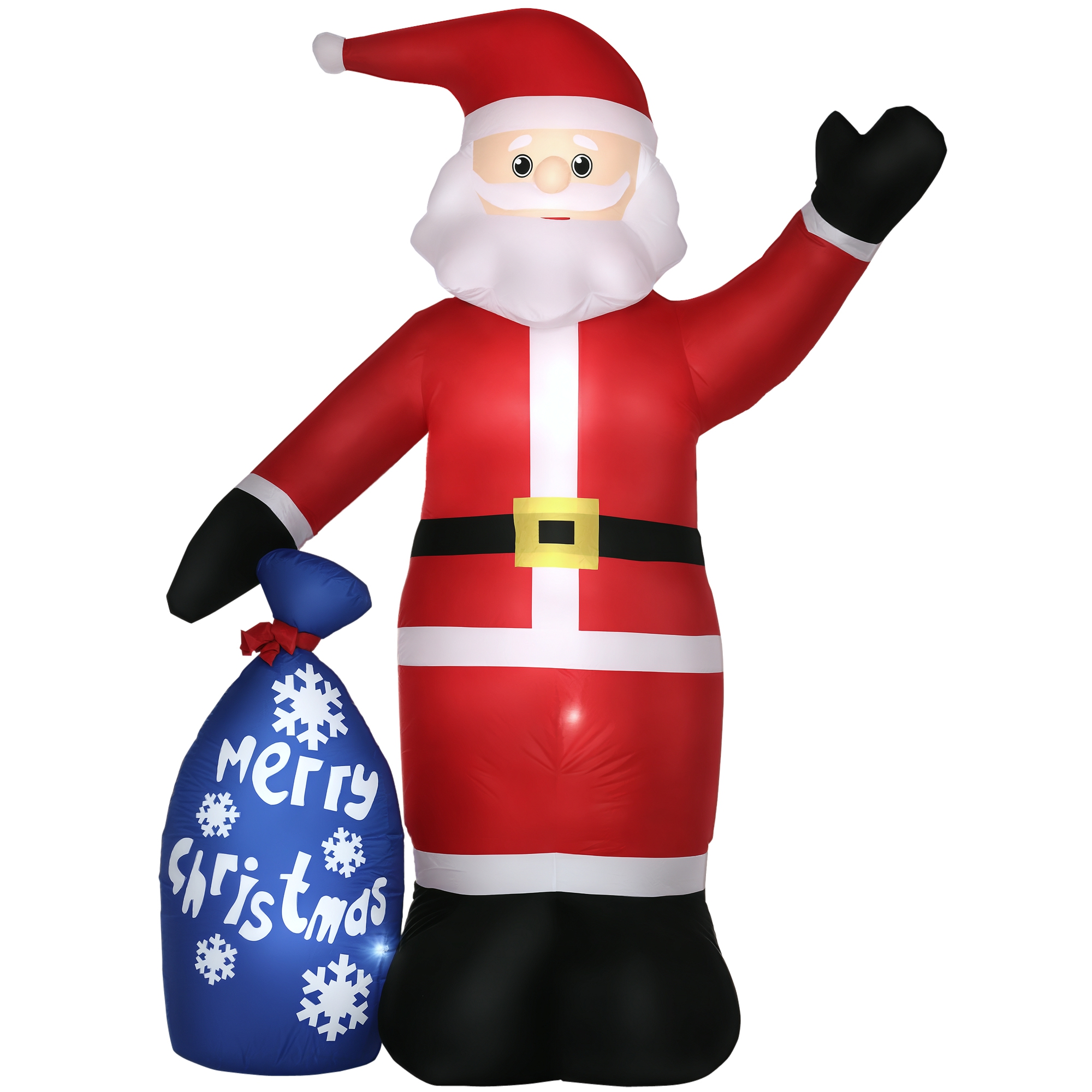 Outsunny Babbo Natale Gonfiabile con Luci LED Bianche e Gonfiatore Incluso, 146x77x238 cm