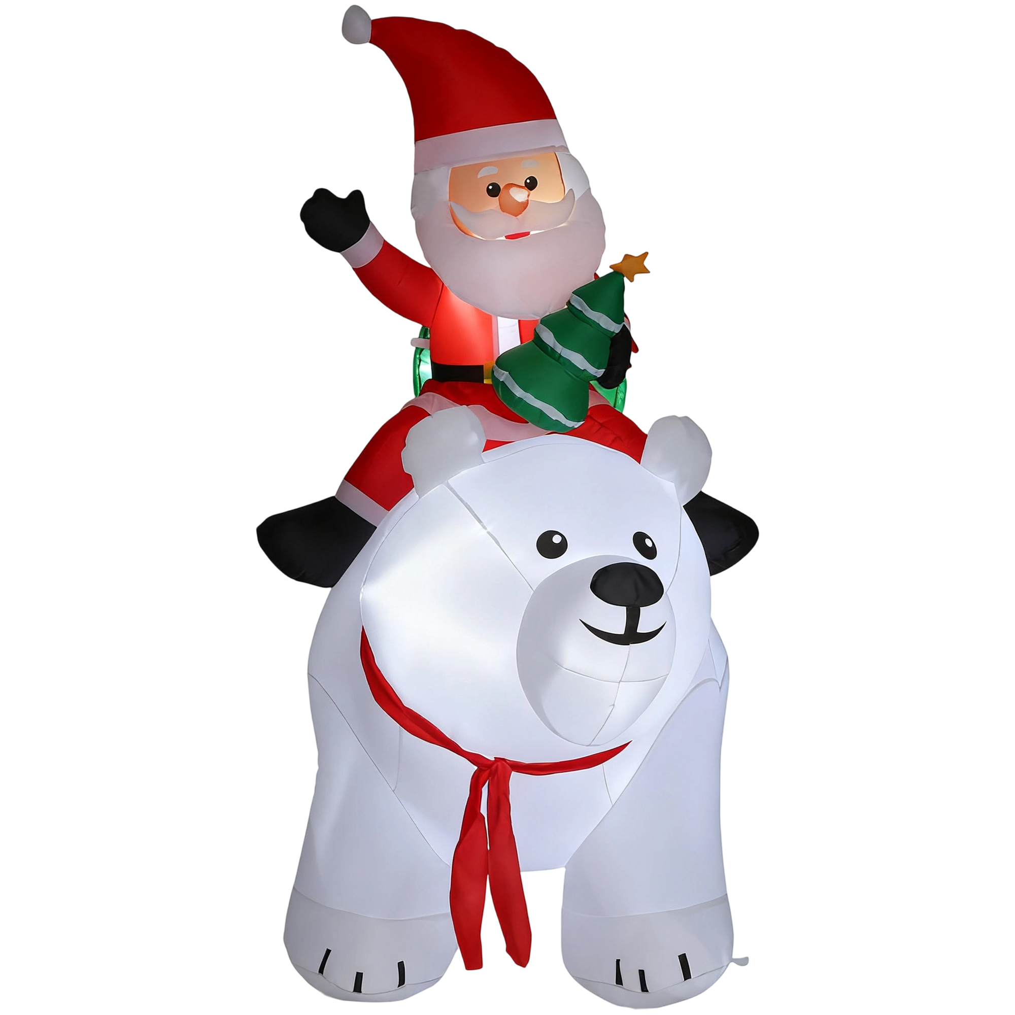 Outsunny Babbo Natale gonfiabile su orso polare 200 cm, 5 luci LED, decorazione natalizia per interno e esterno, bianco Aosom Italy Outsunny Babbo Natale gonfiabile su orso polare 200 cm, 5 luci LED, decorazione natalizia per interno e esterno, bianco Aosom Italy