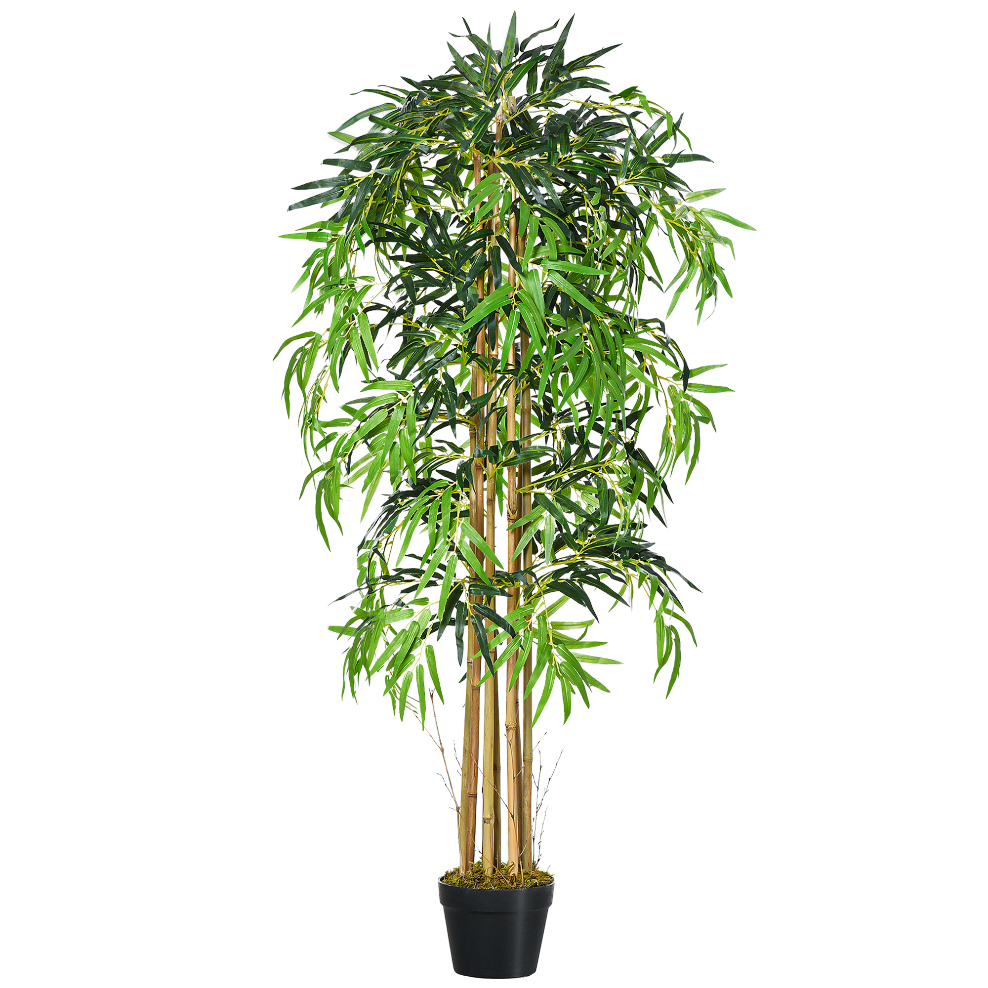 Outsunny Bambù Artificiale Alto 150cm con Vaso, Pianta Artificiale Decorativa Realistica per Casa, Giardino, Ufficio, Verde Aosom