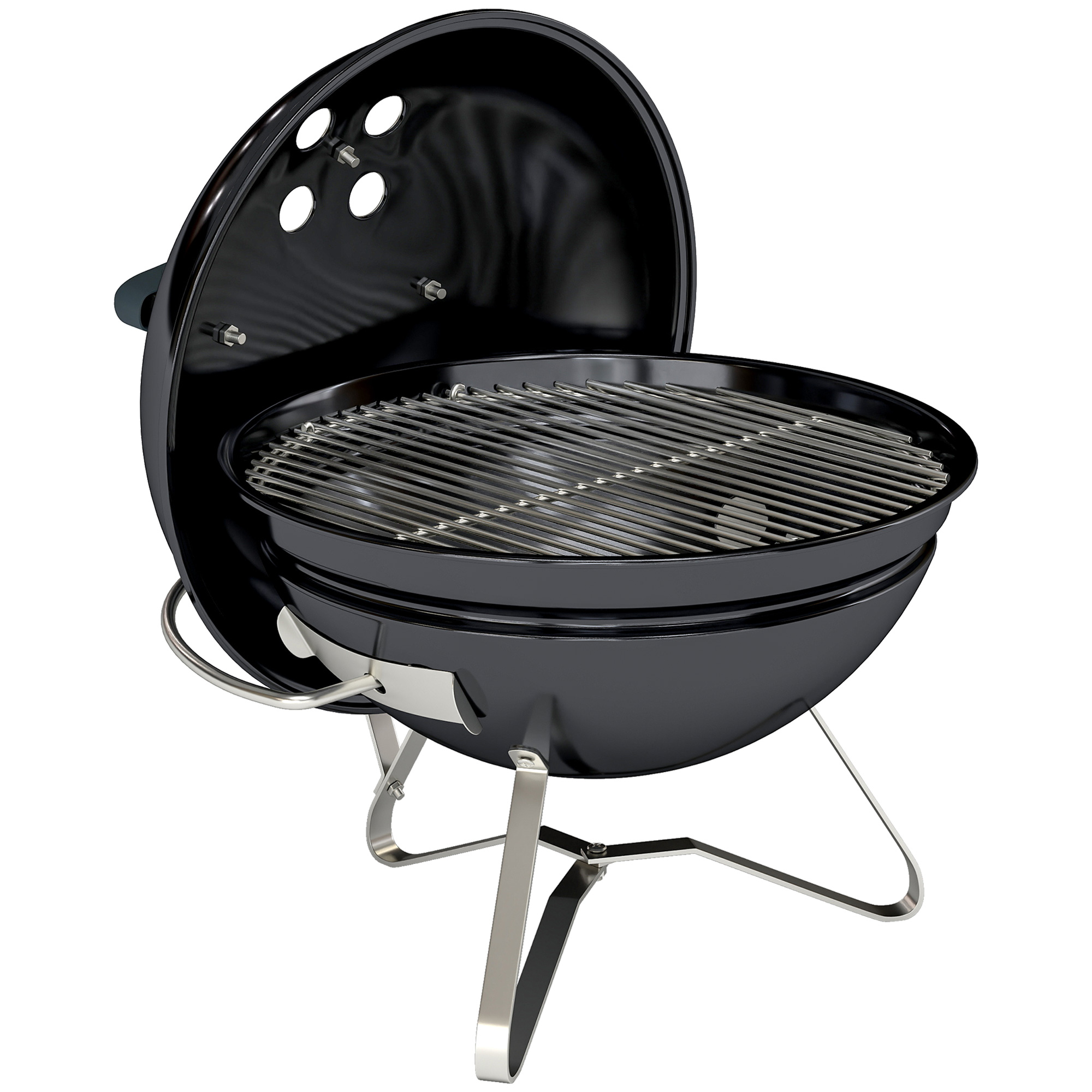 Outsunny Barbecue a Carbonella, Barbecue a Sfera Portatile con Maniglia sul Coperchio e Prese d'Aria Regolabili, 41x41x44 cm, Nero Aosom Italy
