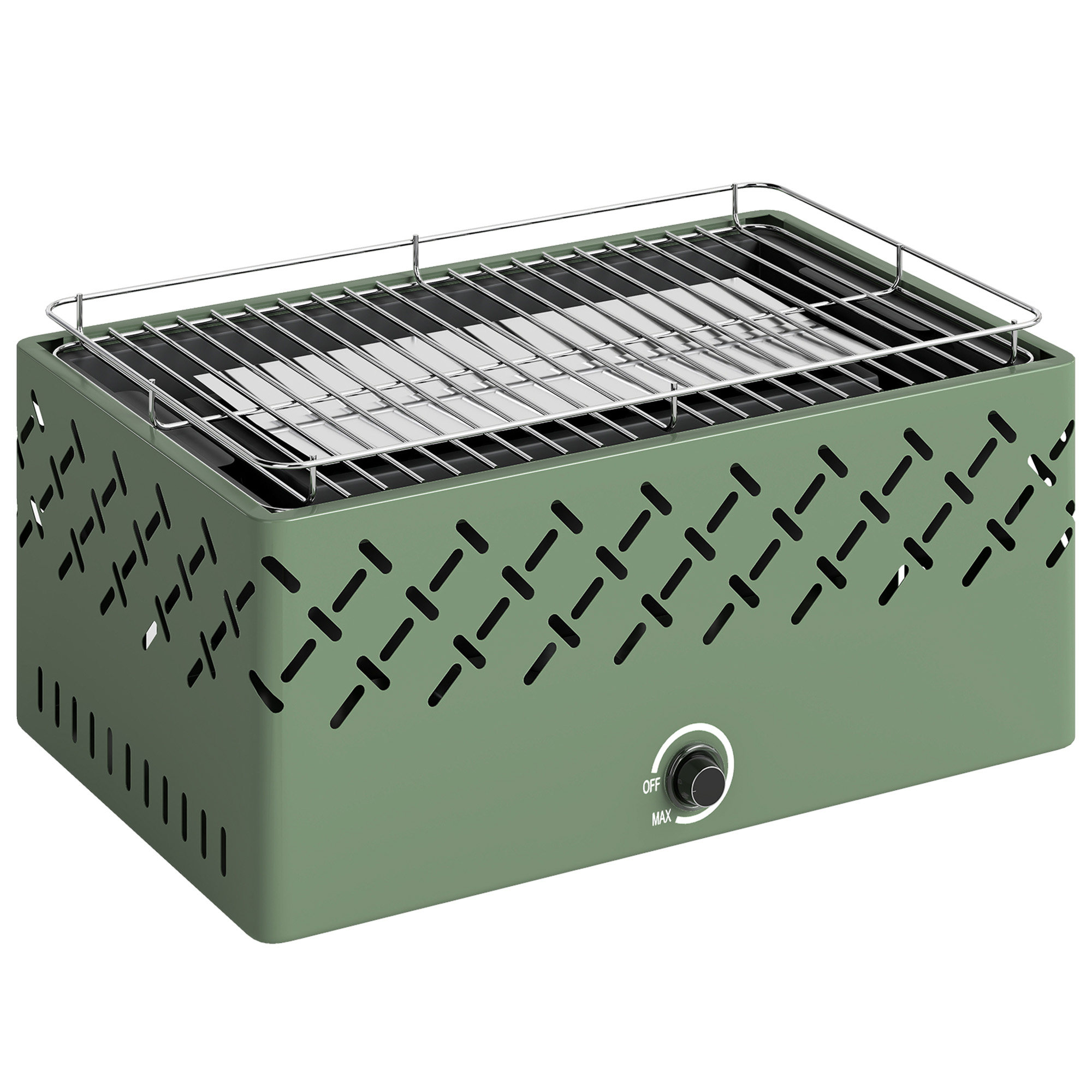 Outsunny Barbecue Portatile a Carbone con Ventilatore Integrato per Esterni, Verde Chiaro Aosom Italy