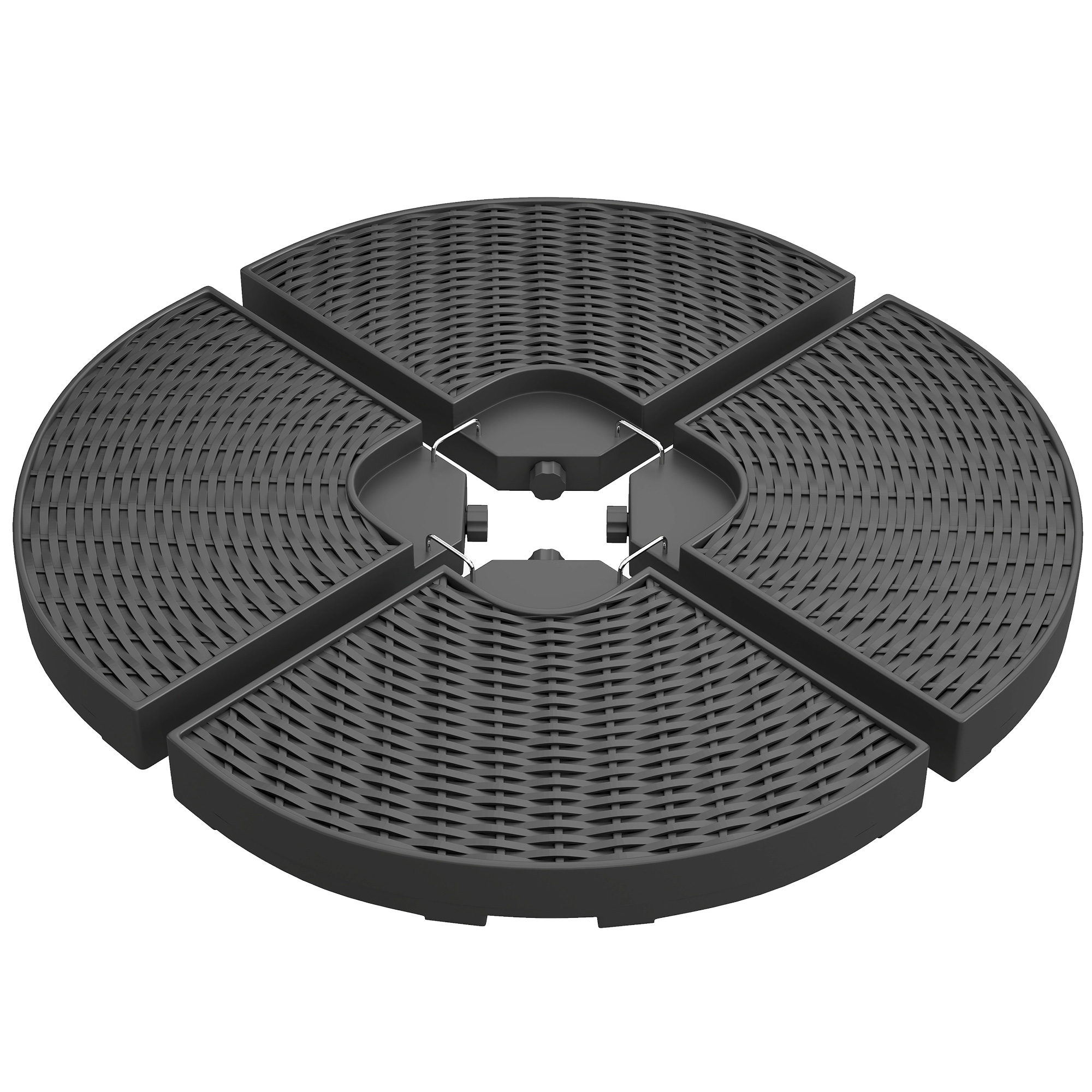 Outsunny Base per Ombrellone a Braccio in HDPE, Set di 4 Pezzi di 1.6kg Ciascuno, Riempibili con Acqua o Sabbia, Ø100x8cm Aosom