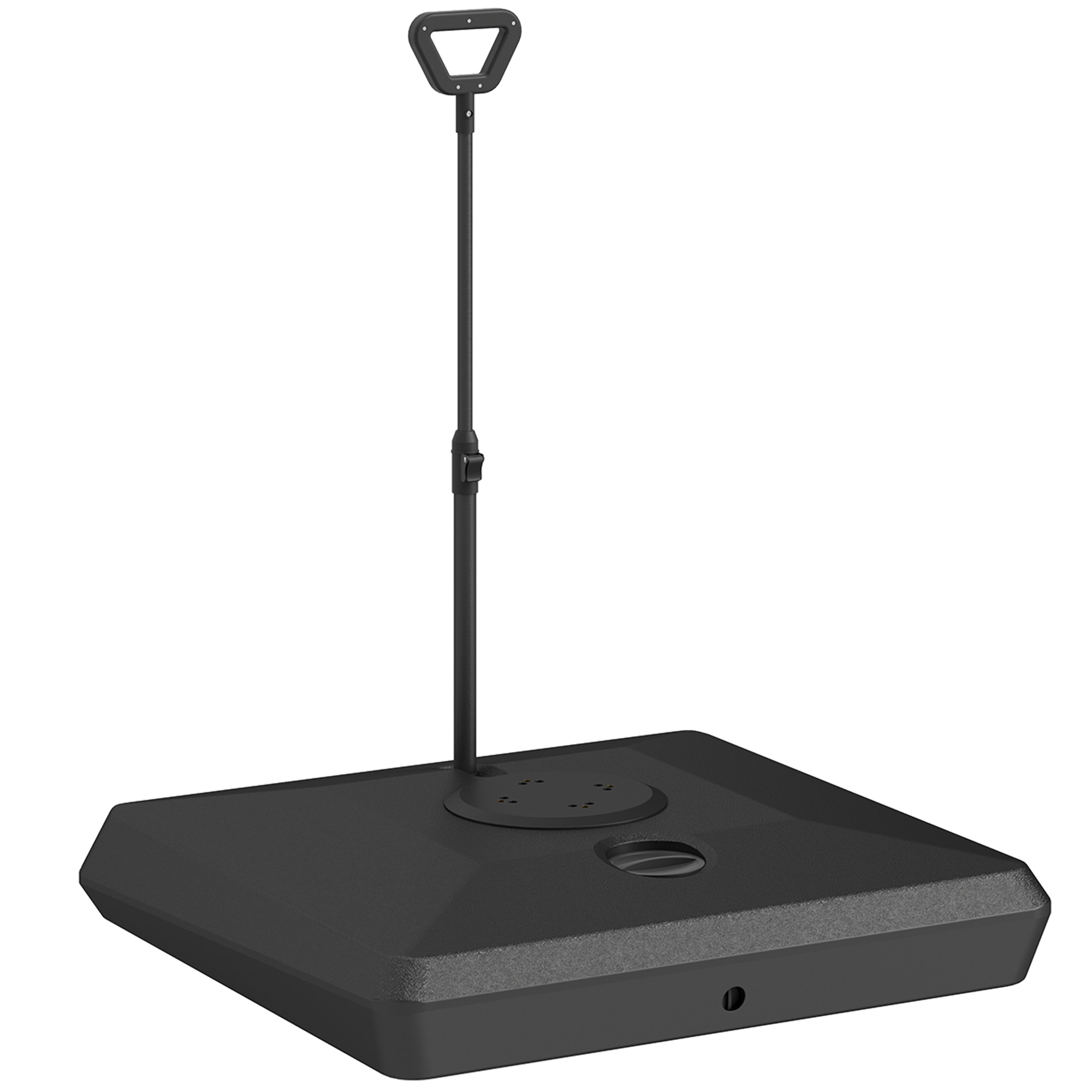 Outsunny Base per Ombrellone a Sbalzo in HDPE con Maniglia e Ruote e Riempibile con Acqua o Sabbia, 95x95x117 cm, Nero