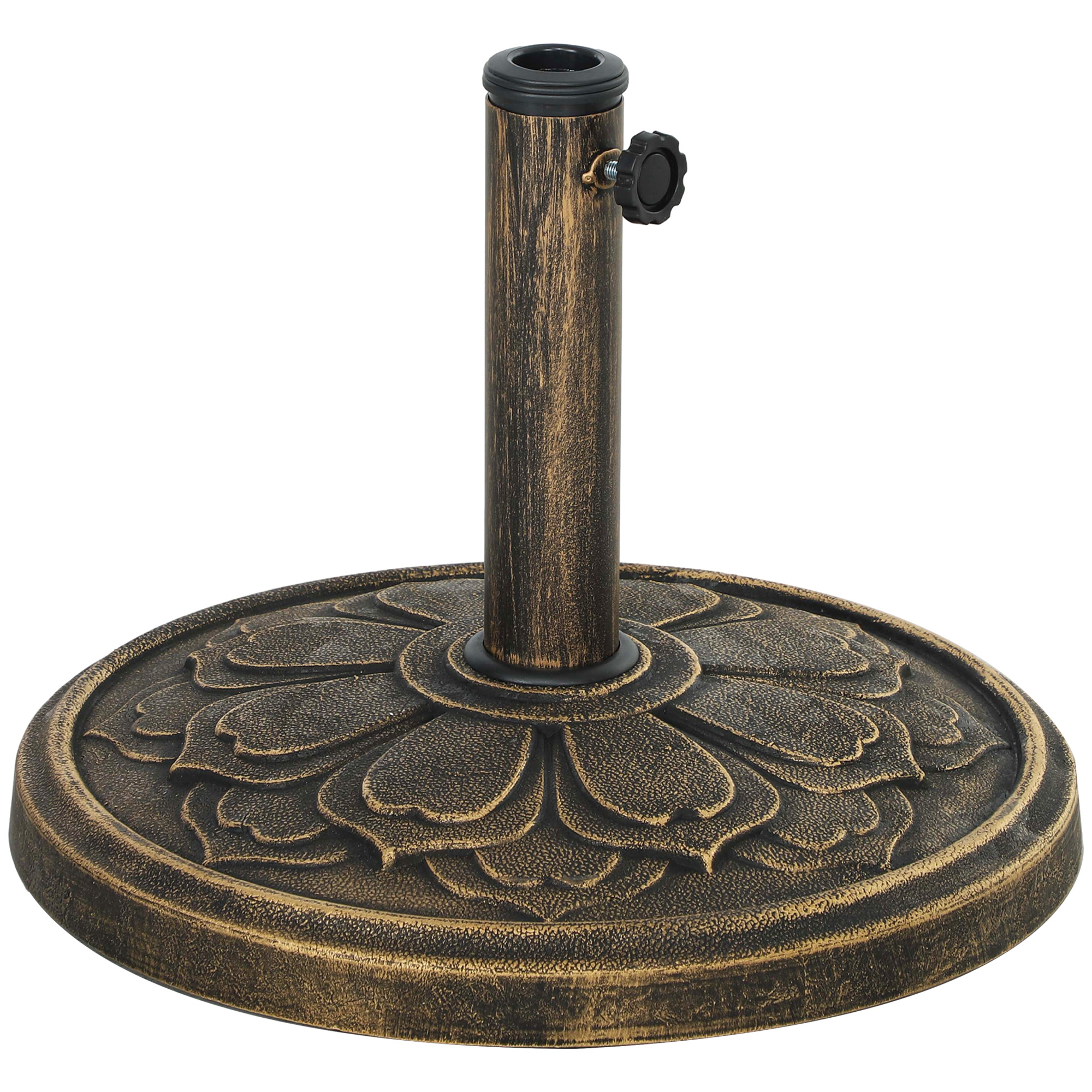 Outsunny Base per Ombrellone da 12 kg con Manovella Integrata, in Resina, Metallo e Cemento, Ø46x33 cm, Bronzo