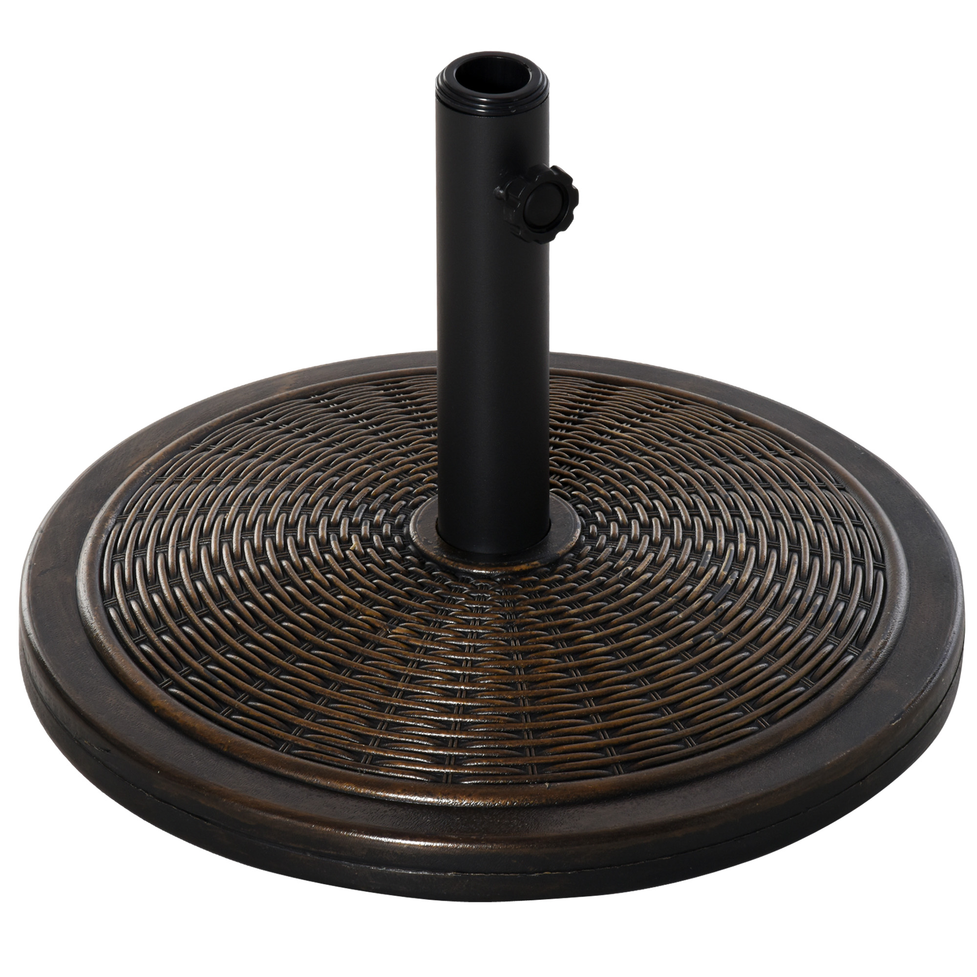 Outsunny Base per Ombrellone in Cemento e Plastica da 14kg con Effetto Rattan Ø48x34cm, Bronzo Aosom