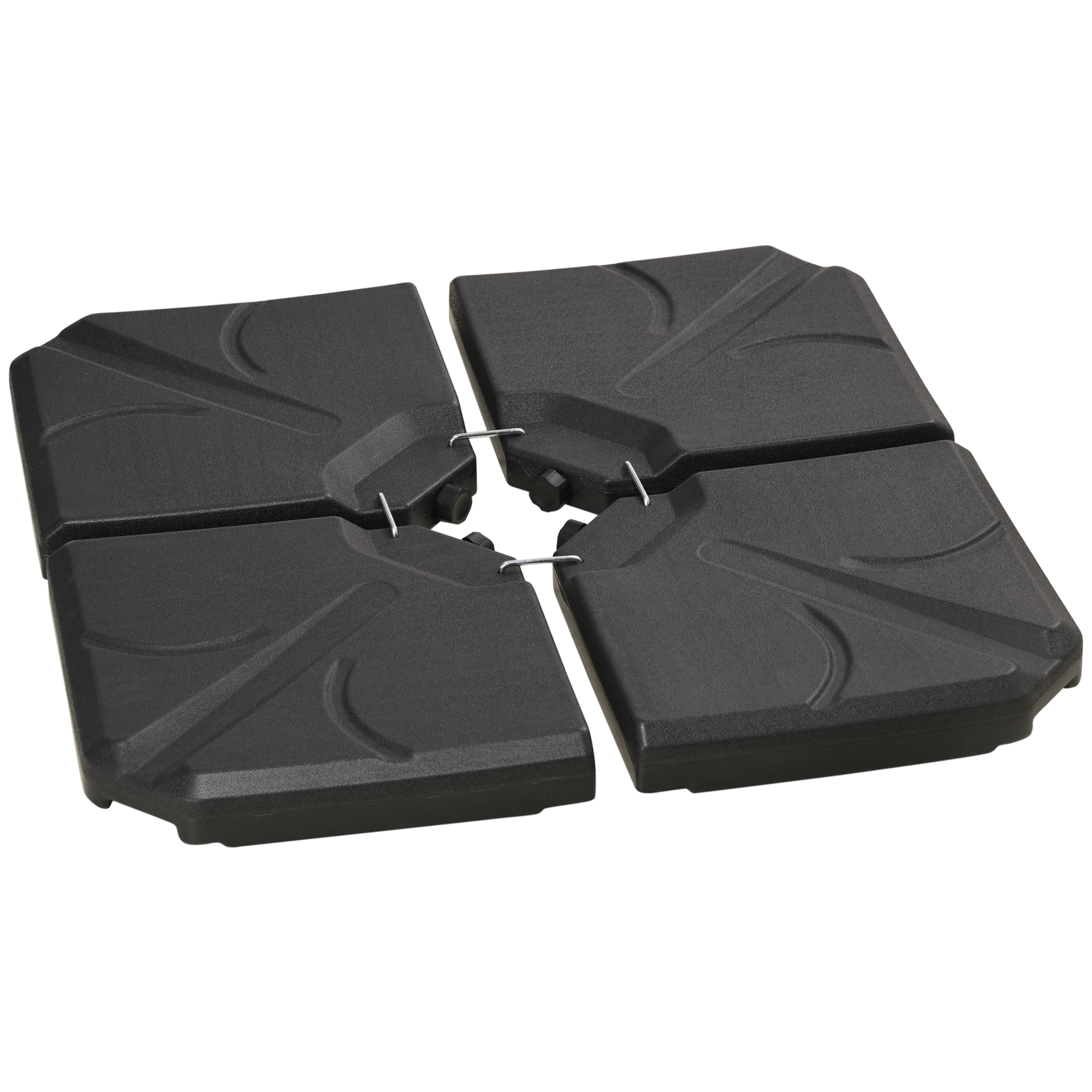 Outsunny Base per Ombrellone in HDPE da 4 Pezzi, Riempibili con Acqua e Sabbia max 18kg, 103x103x8.3 cm, Nero Aosom