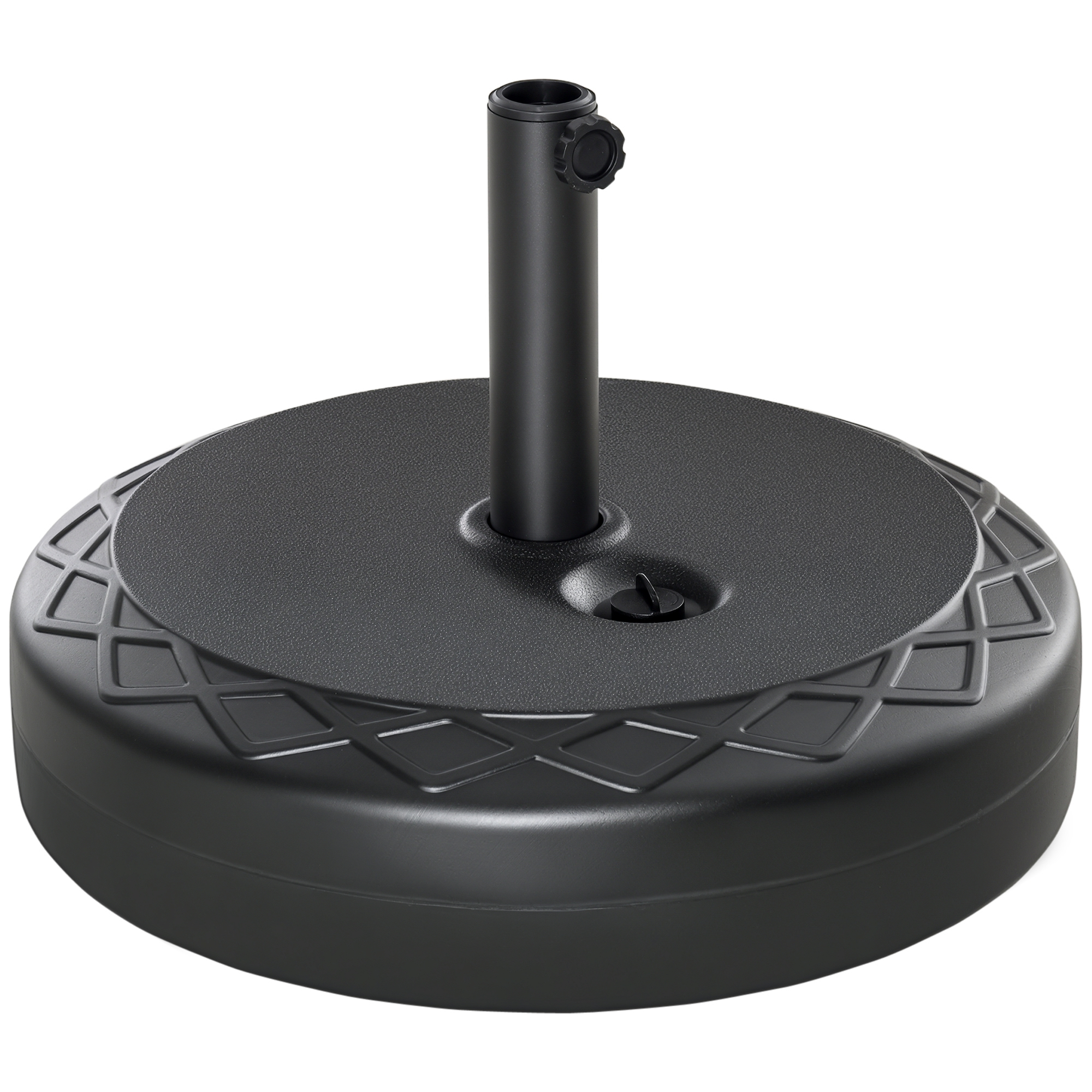 Outsunny Base per Ombrellone Rotonda Φ55cm, 30kg, in Plastica, per Pali da 38-48mm, Stabile e Resistente, Nero Aosom