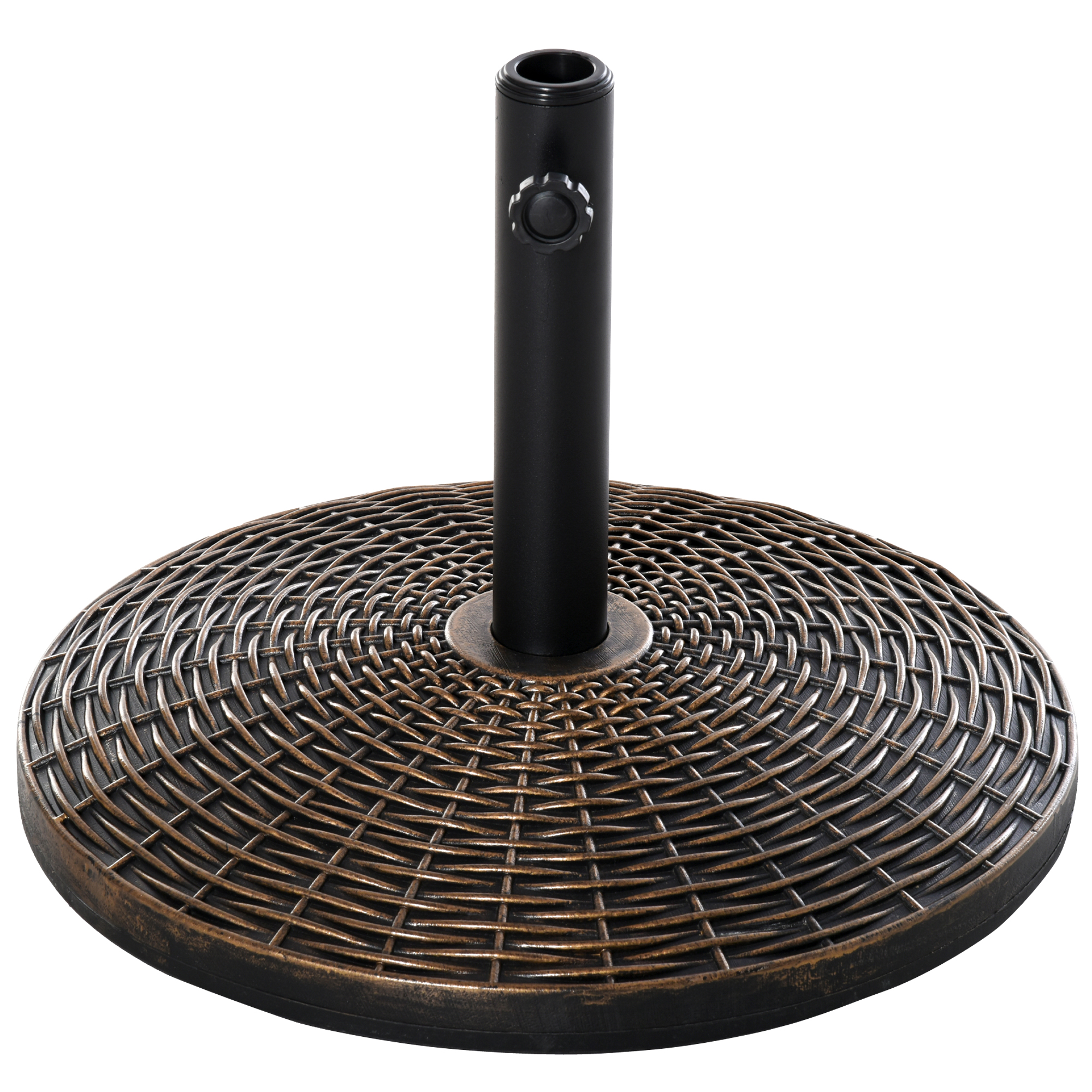 Outsunny Base per Ombrellone Rotonda in Plastica Effetto Rattan da 25kg per Pali da 35mm, 38mm, 48mm Aosom