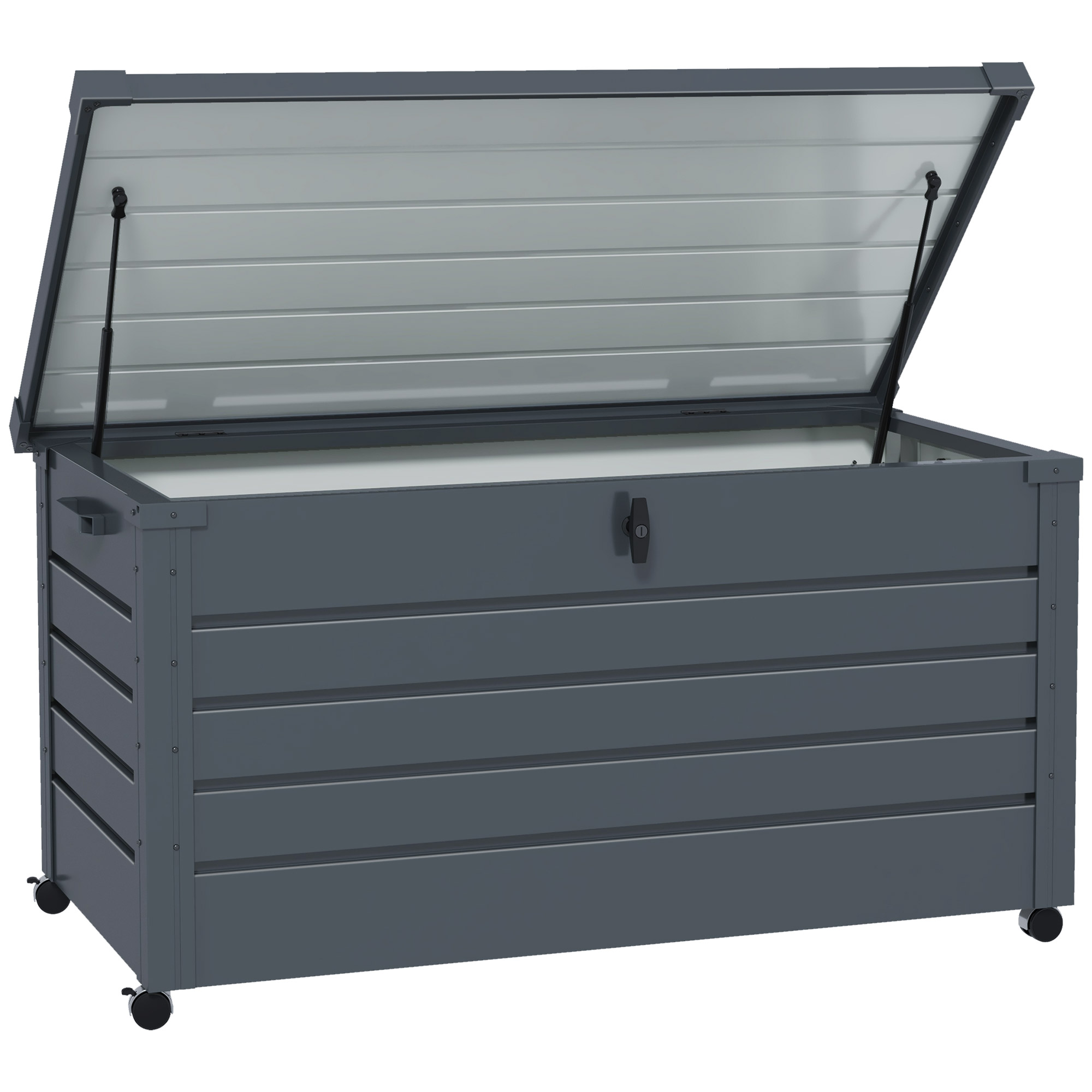 Outsunny Baule da Esterno da 311L con Serratura e 2 Maniglie, in Acciaio Zincato, 120x62x66 cm, Grigio Scuro