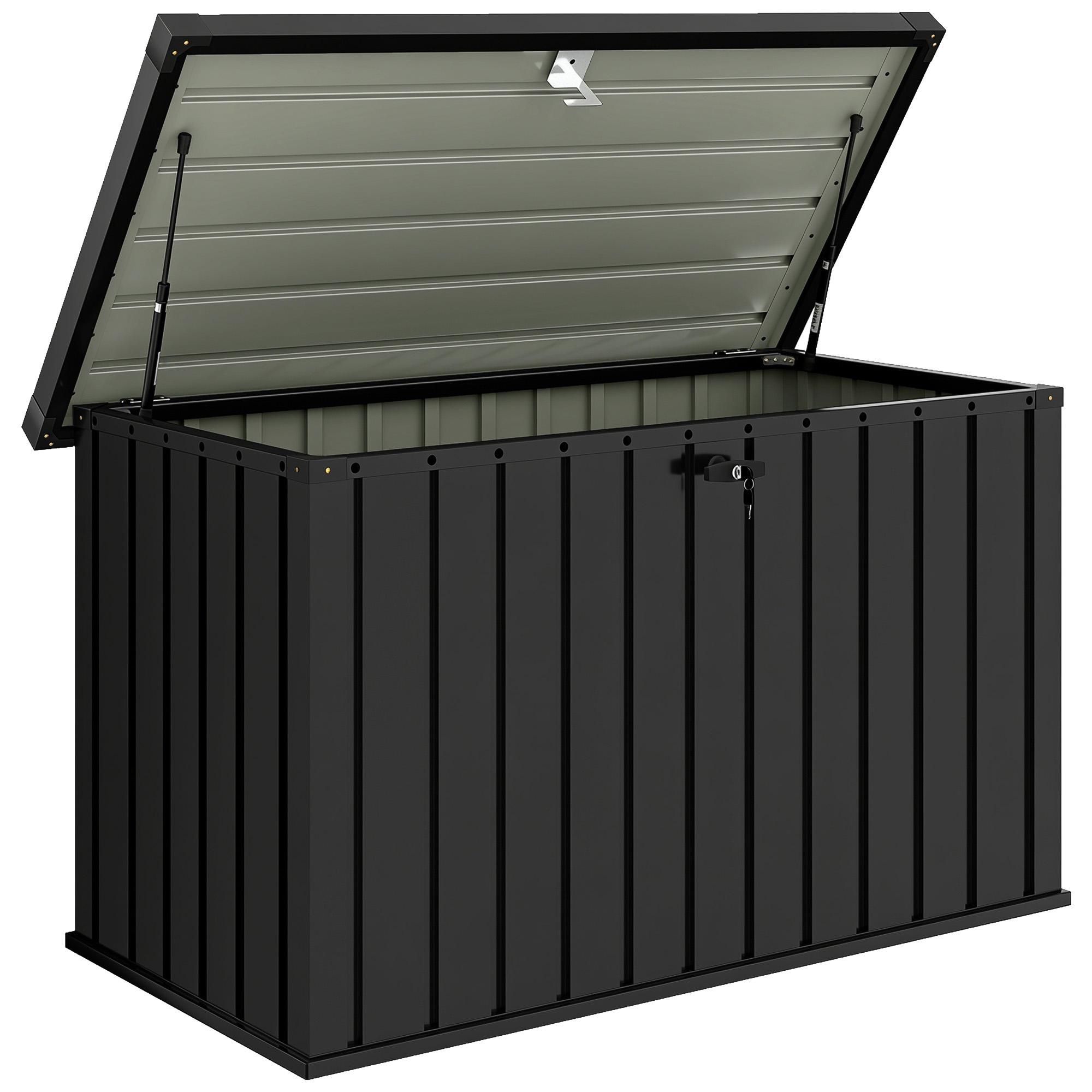 Outsunny Baule da Esterno da 400L in Acciaio Zincato con Serratura e 2 Chiavi 124x66x72 cm, Nero Aosom Italy