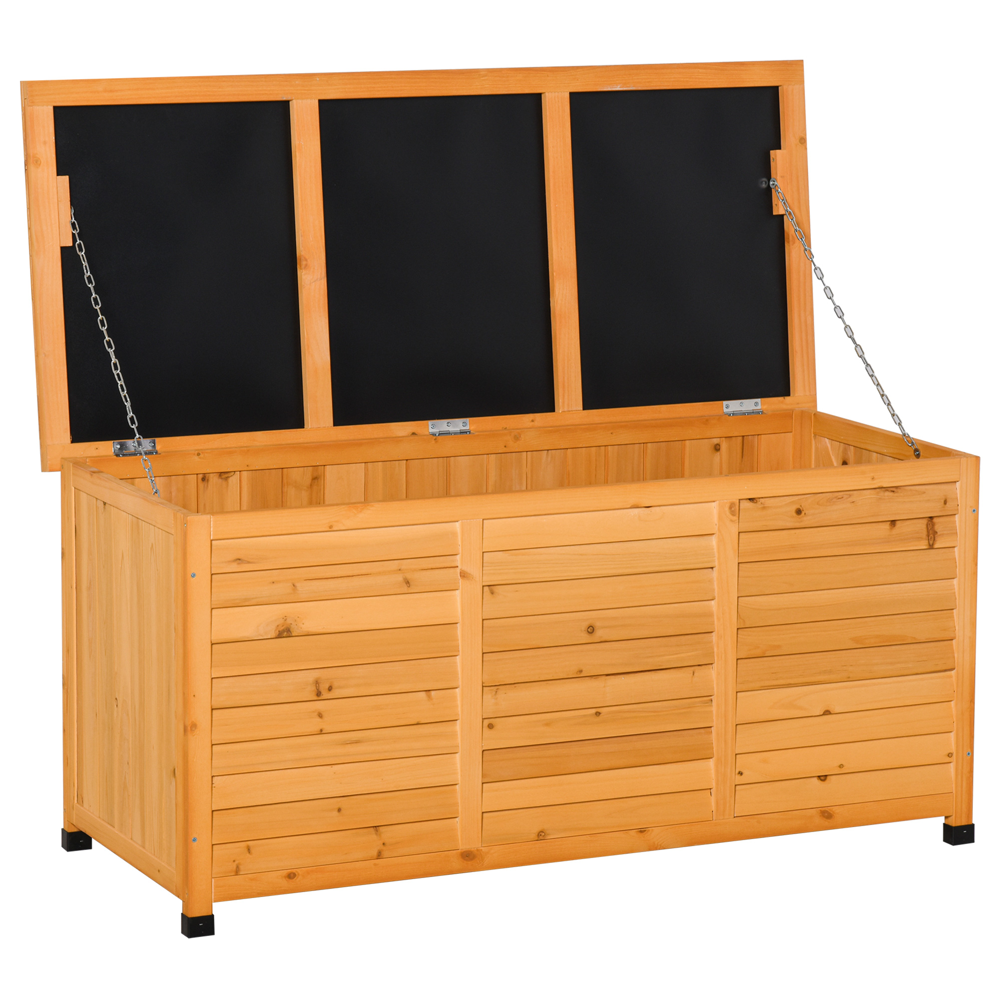 Outsunny Baule da Esterno in Legno di Abete Impermeabile con Base Rialzata, 127x56x60 cm, Giallo Scuro Aosom Italy