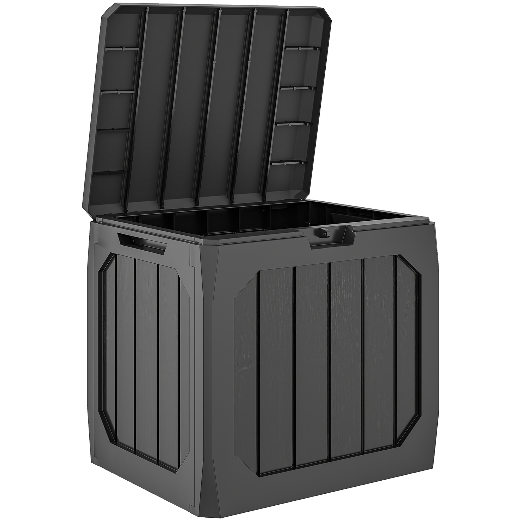 Outsunny Baule da Giardino 121L in Plastica con Maniglie e Impermeabile, 56x45x53 cm, Nero Aosom Italy