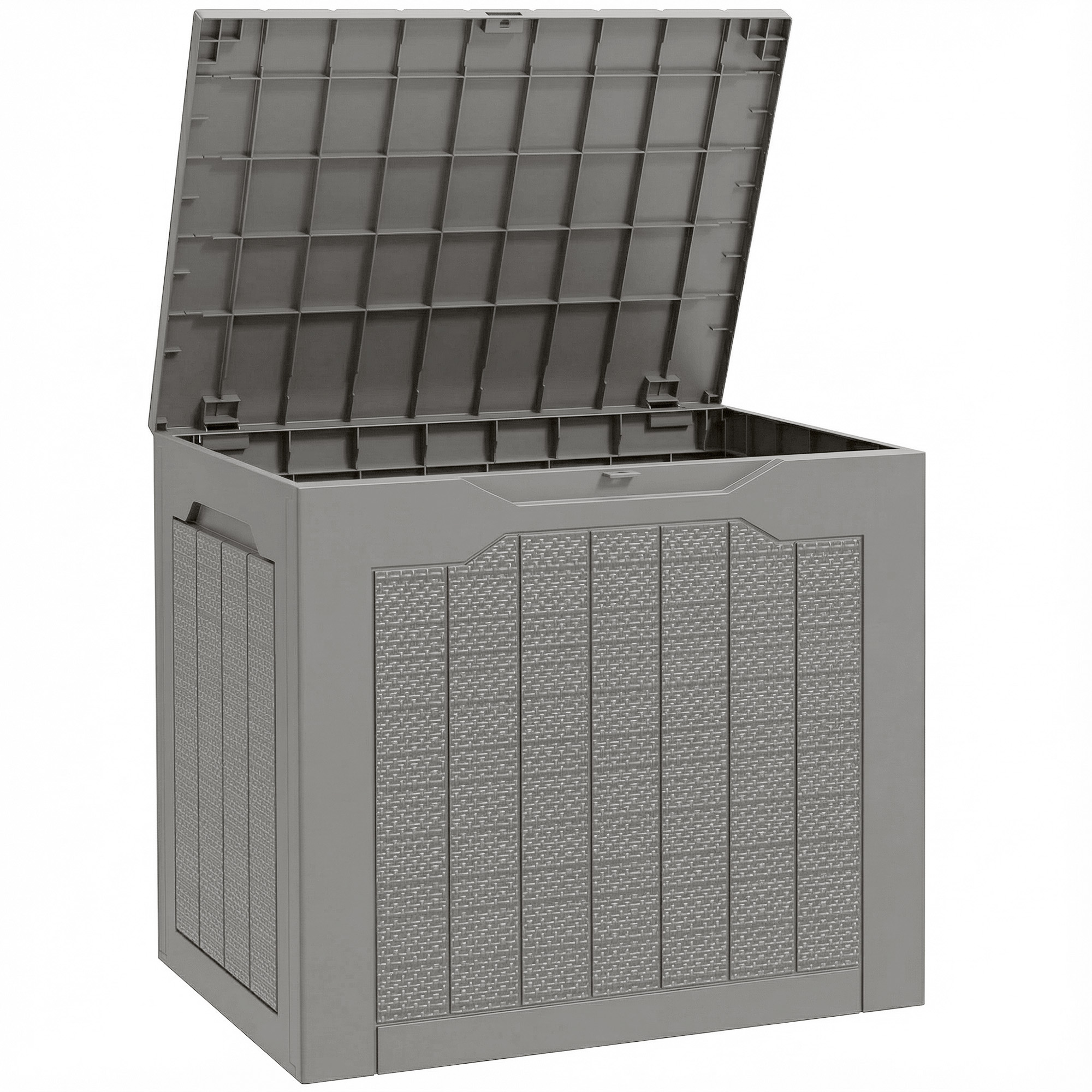 Outsunny Baule da Giardino con Maniglie, Contenitore Porta Attrezzi Impermeabile, 56x41x50 cm, Cachi Aosom Italy