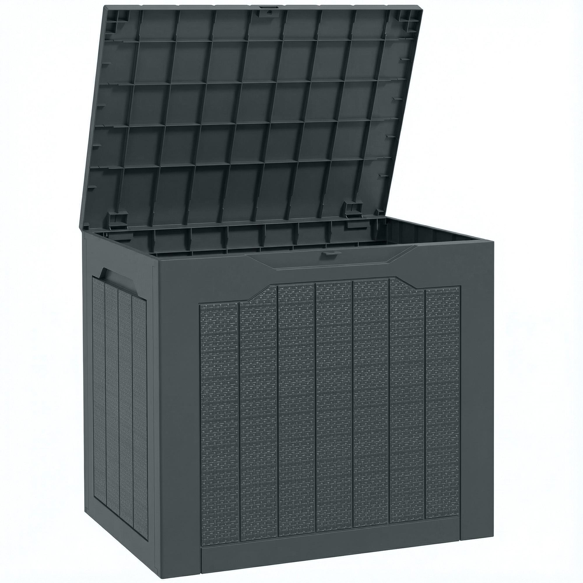 Outsunny Baule da Giardino con Maniglie, Contenitore Porta Attrezzi Impermeabile, 56x41x50 cm, Grigio Scuro Aosom Italy