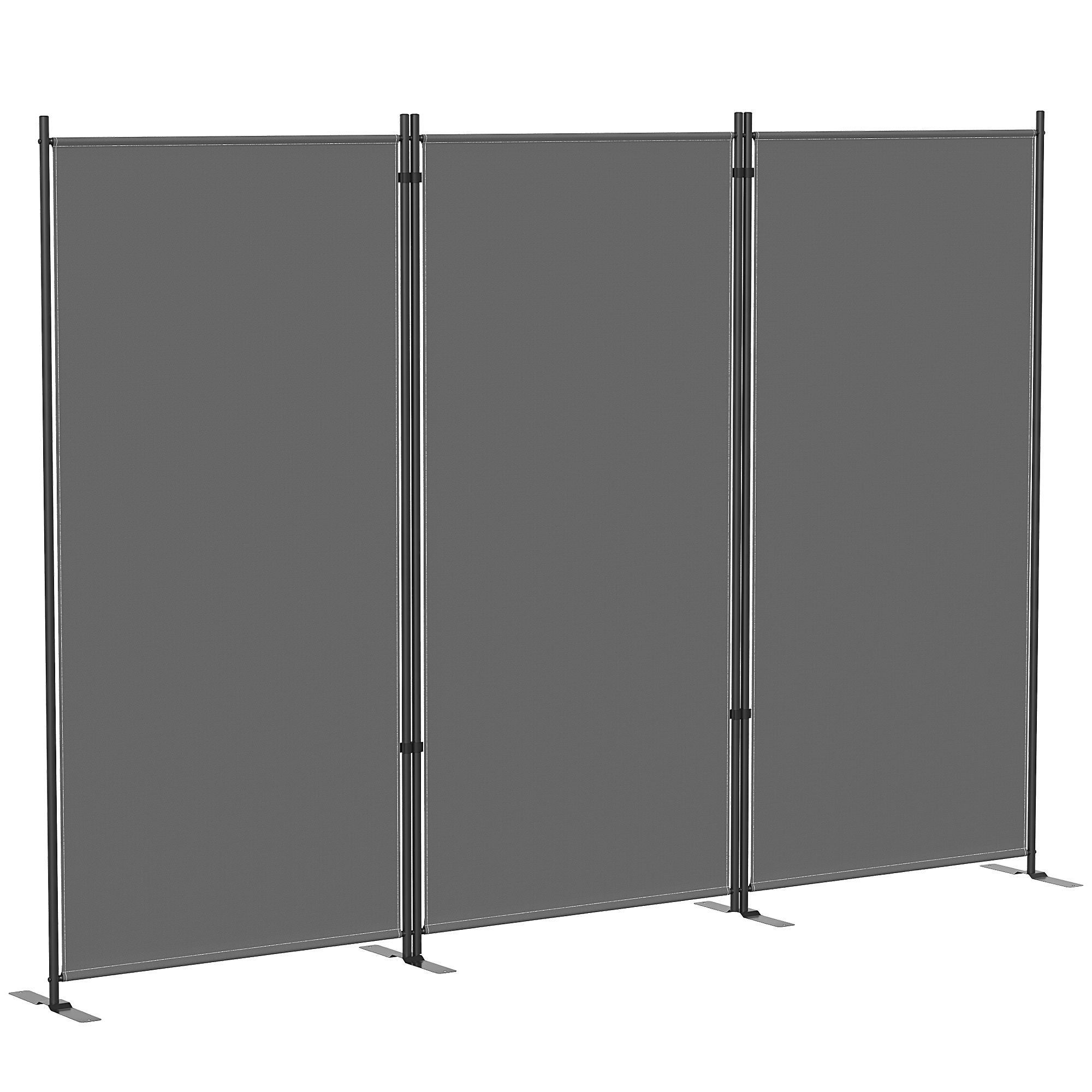 Outsunny Biombo Pieghevole a 3 Pannelli 260x180 cm Biombo Separatore di Ambienti con Struttura Metallica UPF 30+ Grigio Scuro Aosom Italy